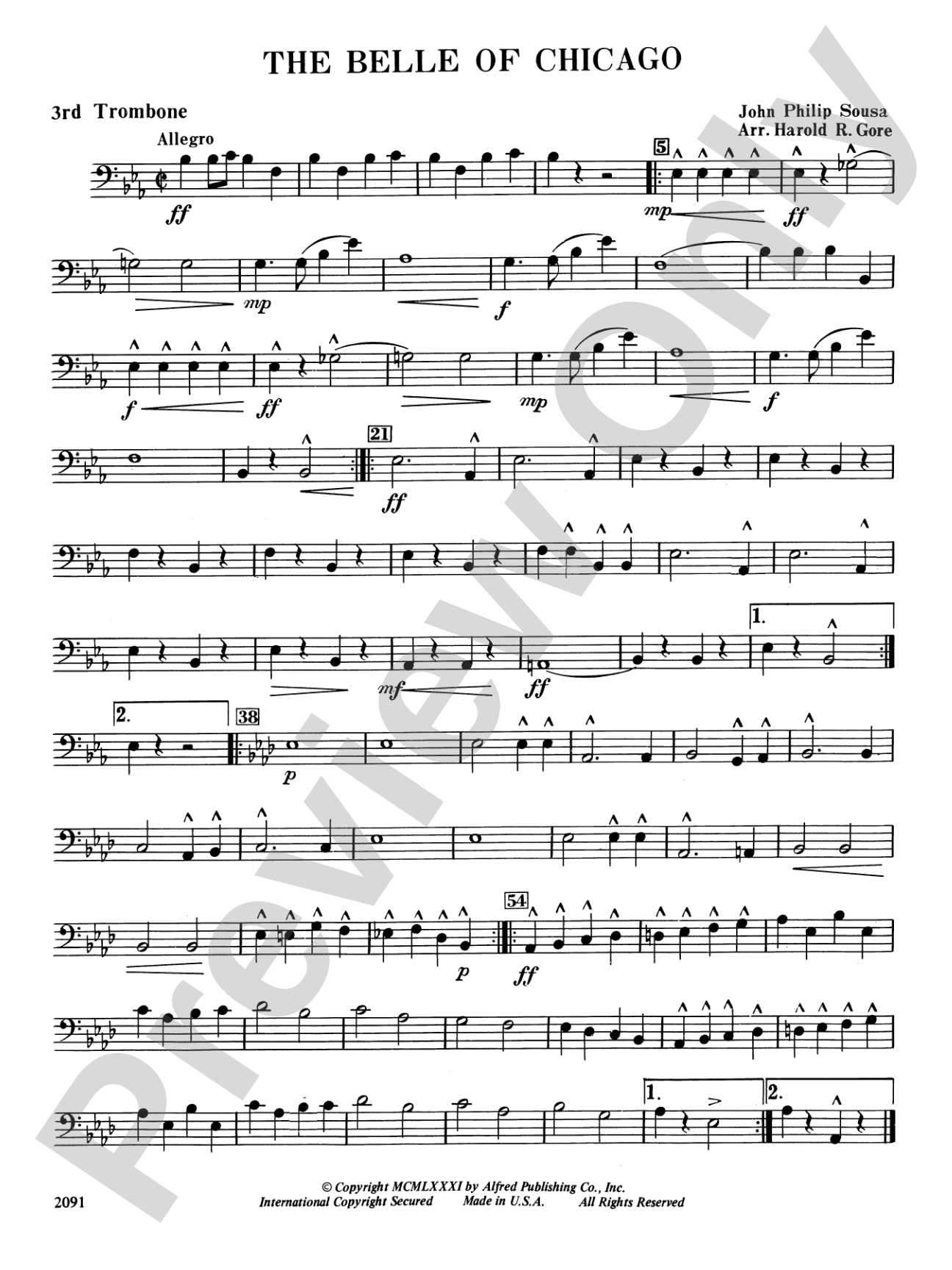 Belle of Chicago: 3rd Trombone