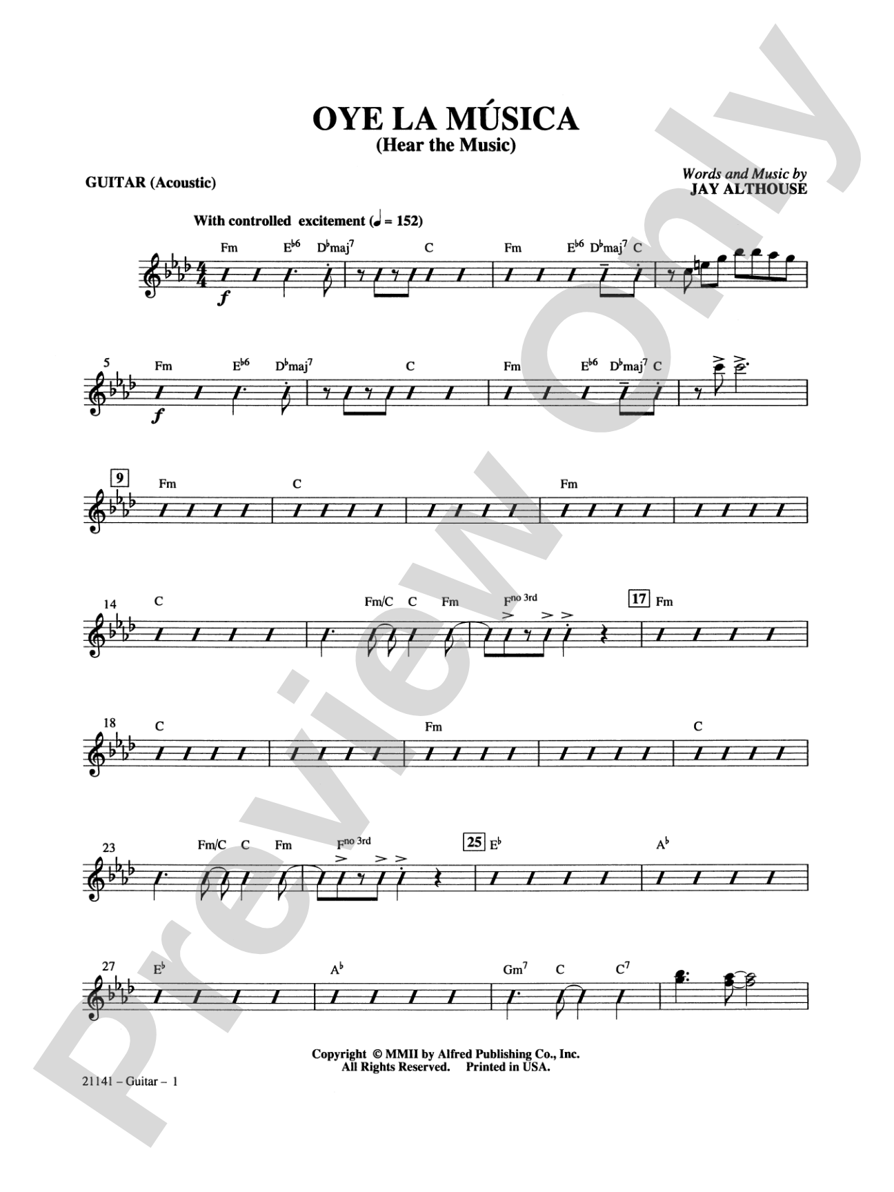 Oye la Música (Hear the Music): Guitar: Choral SoundPax