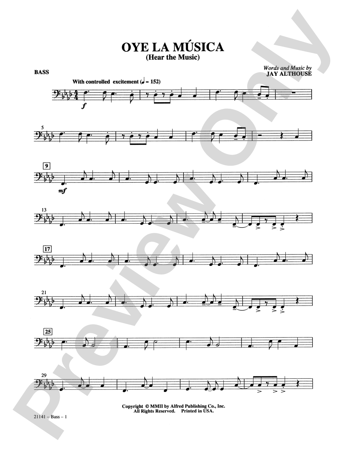 Oye la Música (Hear the Music): String Bass: Choral SoundPax