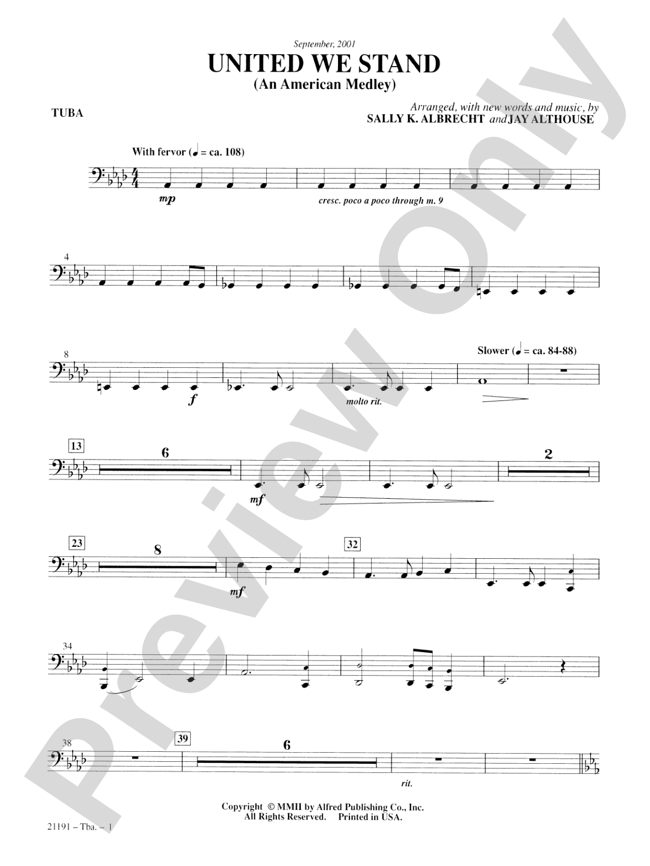 United We Stand (An American Medley): Tuba: Choral SoundPax