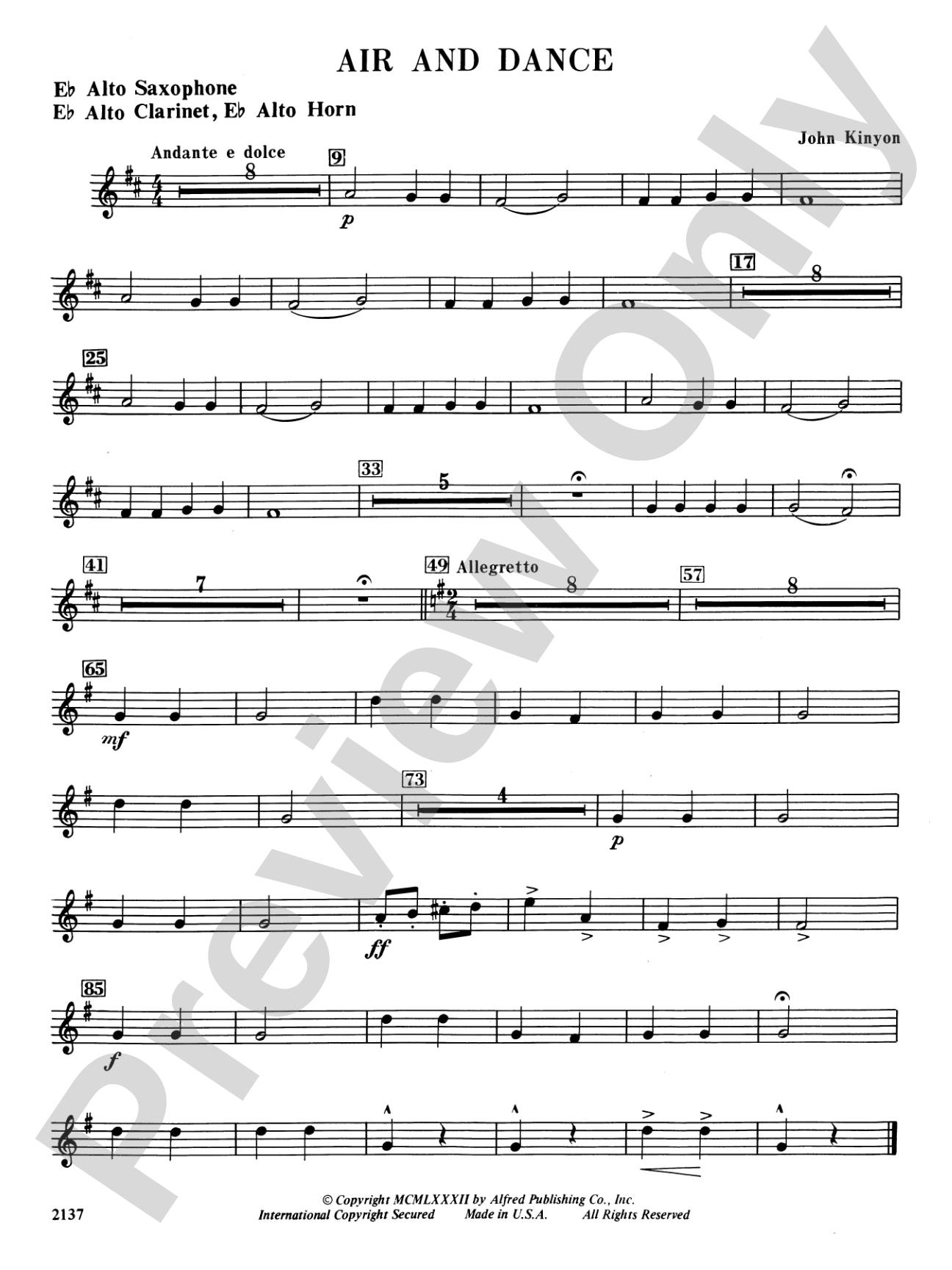 Air and Dance: E-flat Alto Saxophone