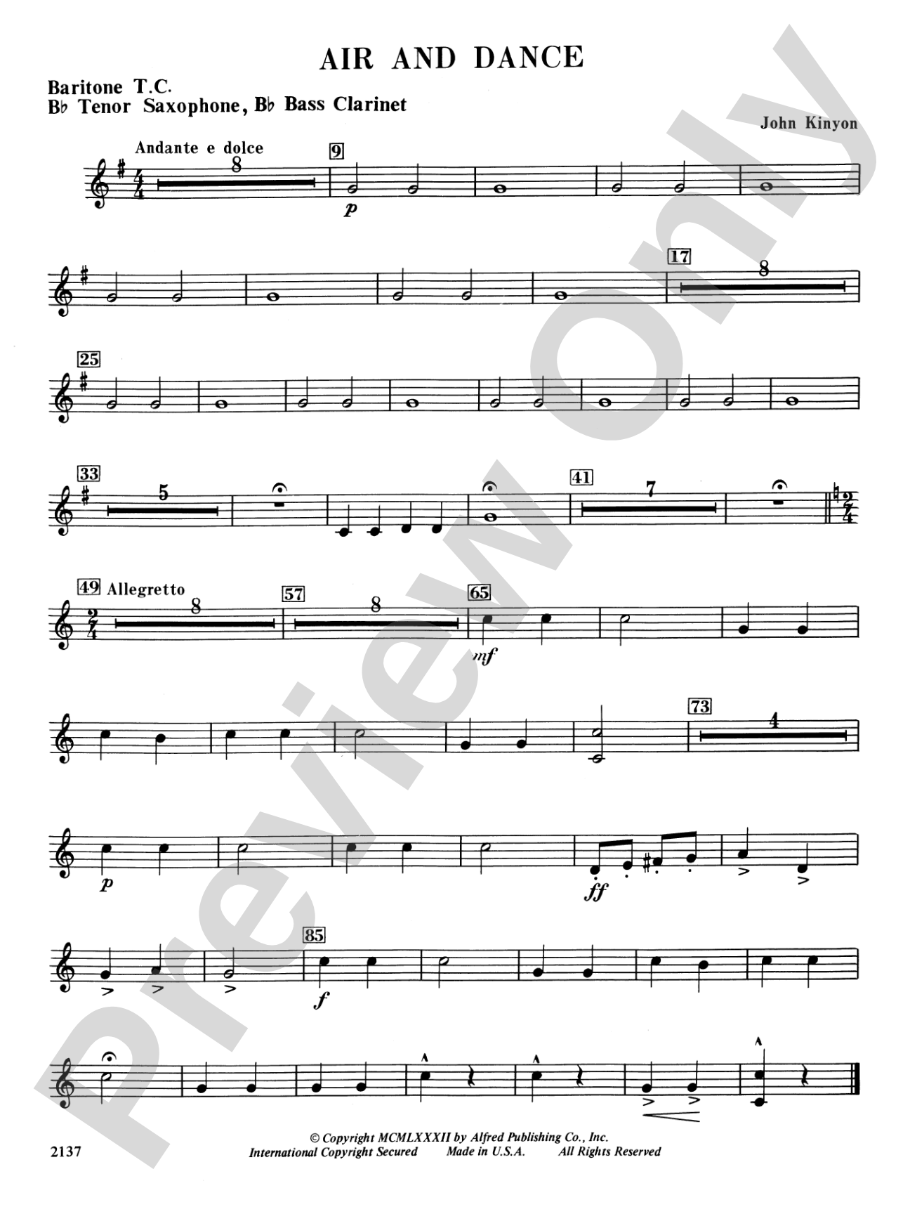 Air and Dance: Baritone T.C.