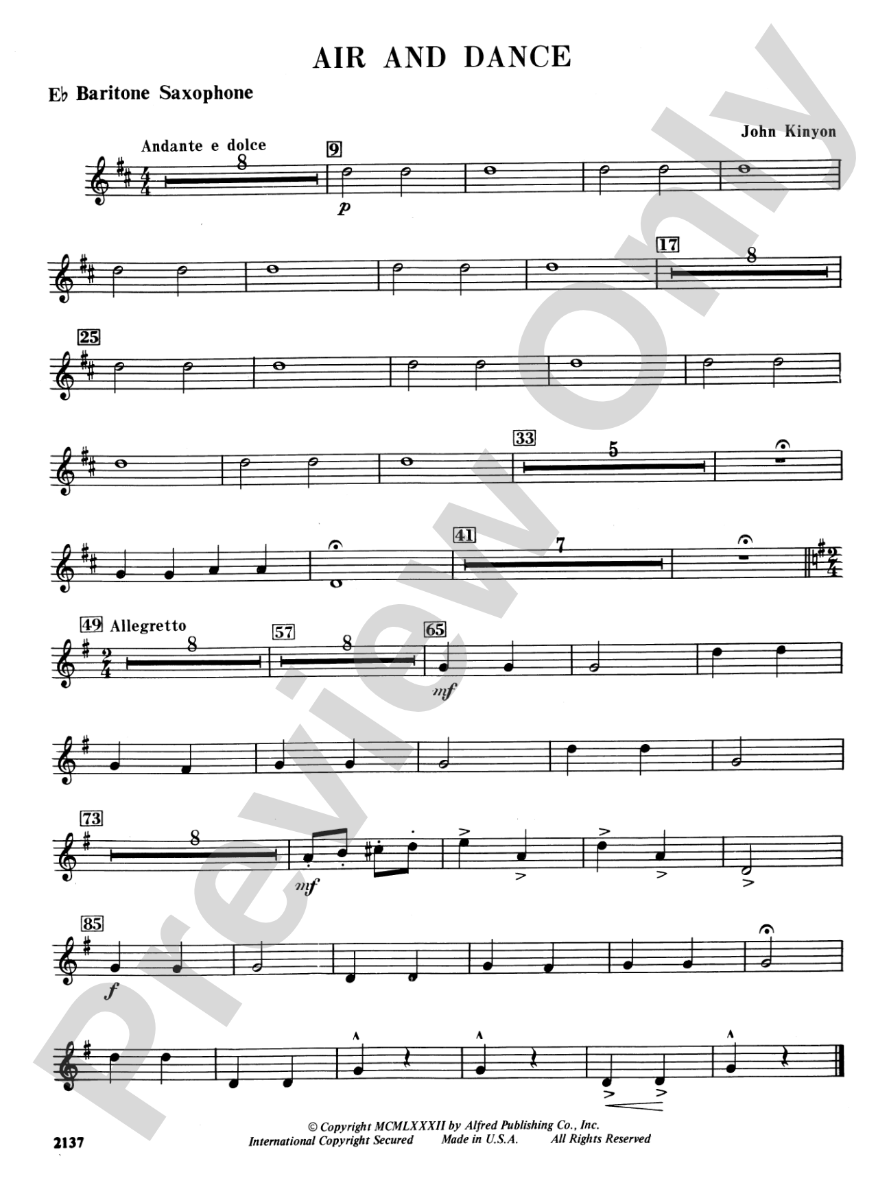 Air and Dance: E-flat Baritone Saxophone