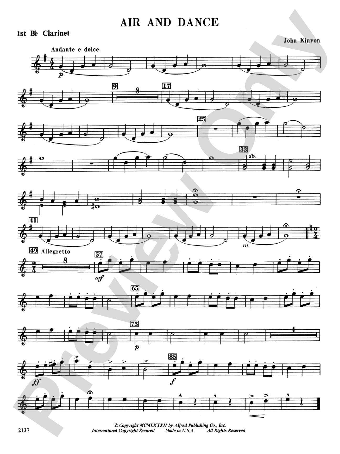 Air and Dance: 1st B-flat Clarinet