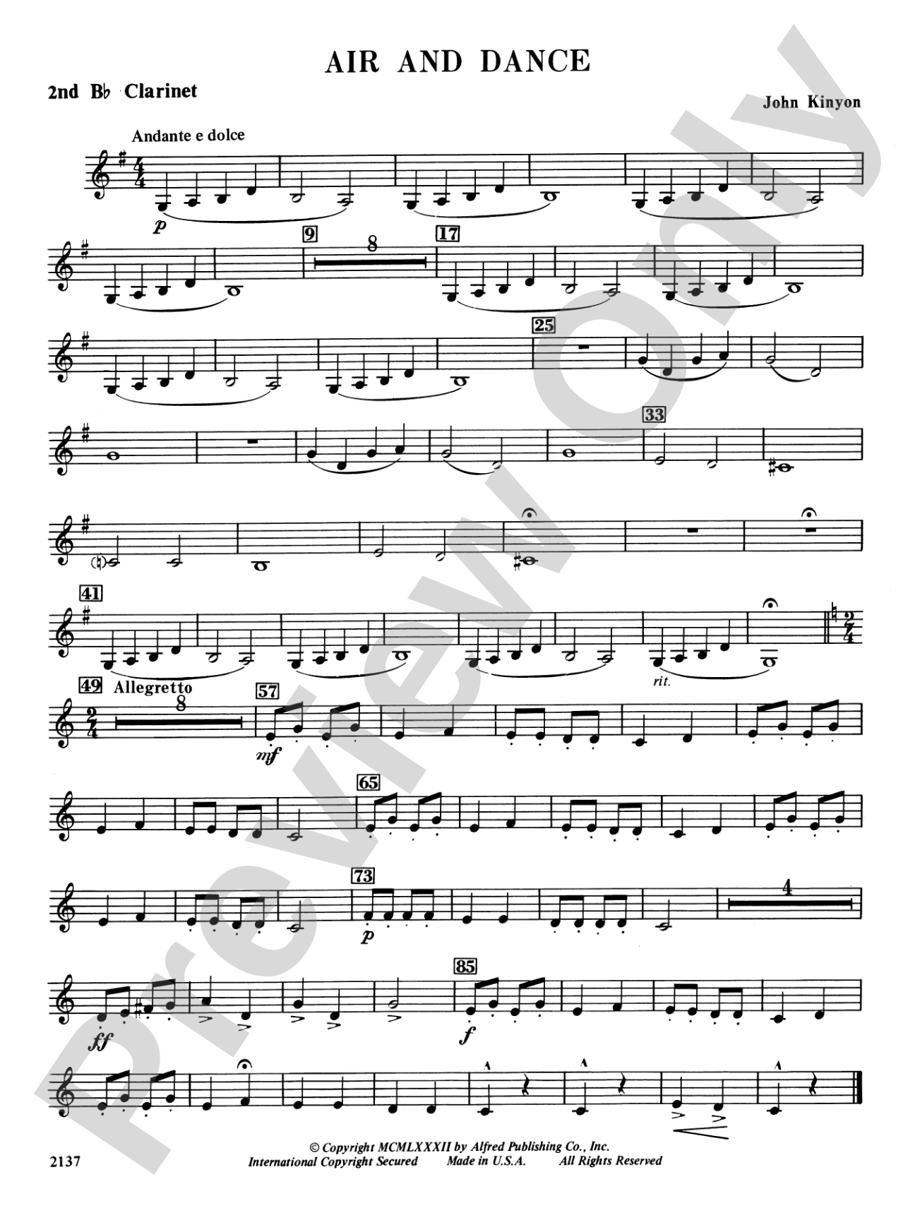 Air and Dance: 2nd B-flat Clarinet