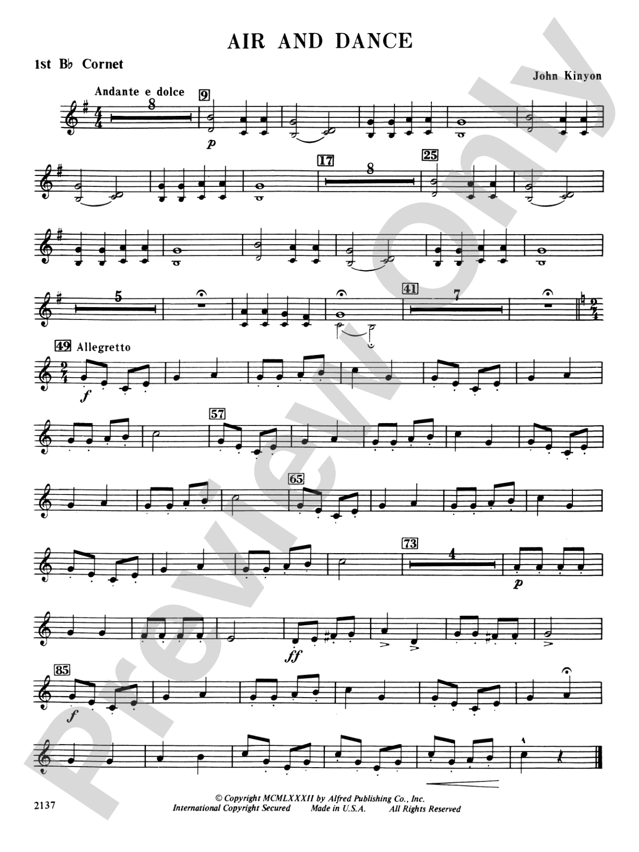 Air and Dance: 1st B-flat Cornet
