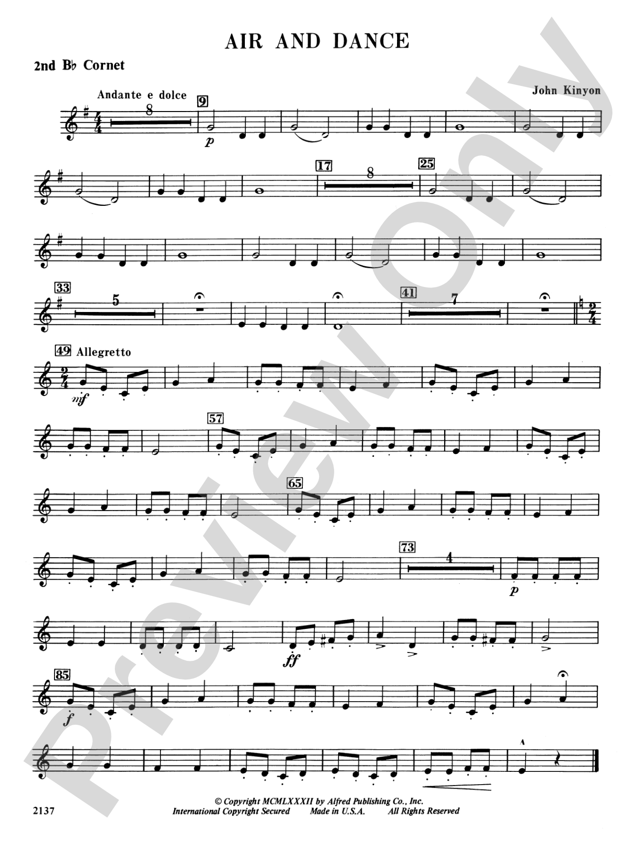 Air and Dance: 2nd B-flat Cornet