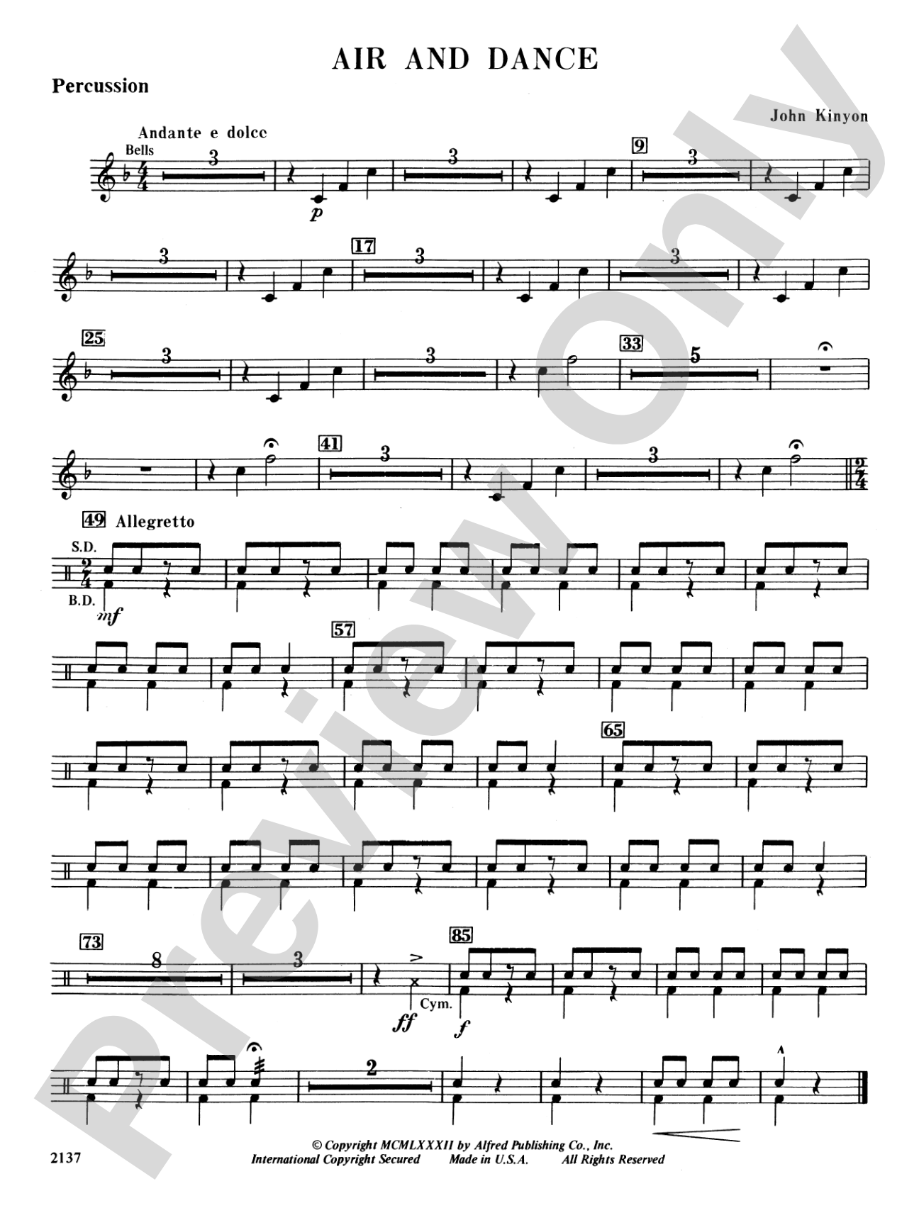 Air and Dance: 1st Percussion