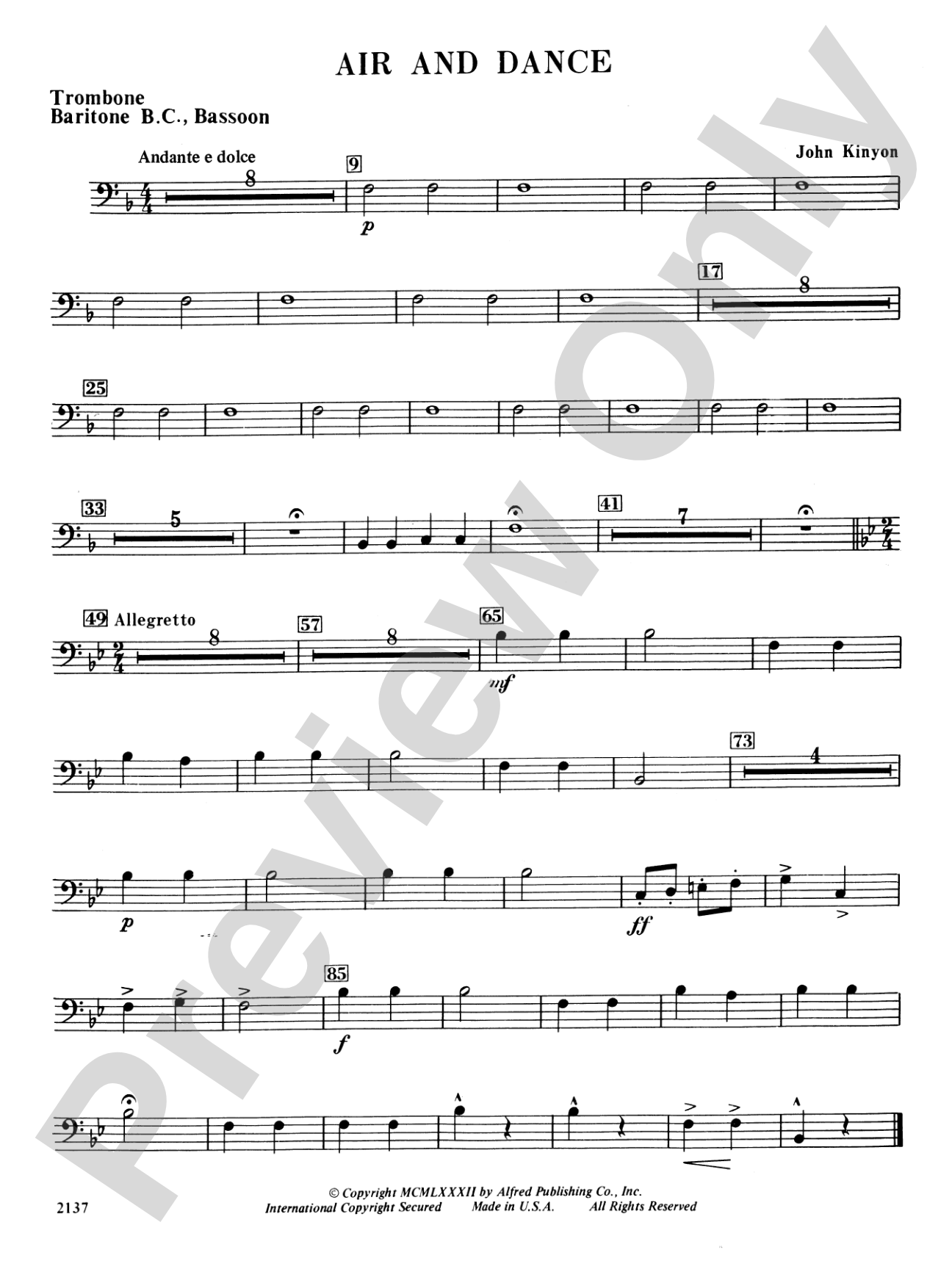 Air and Dance: 1st Trombone
