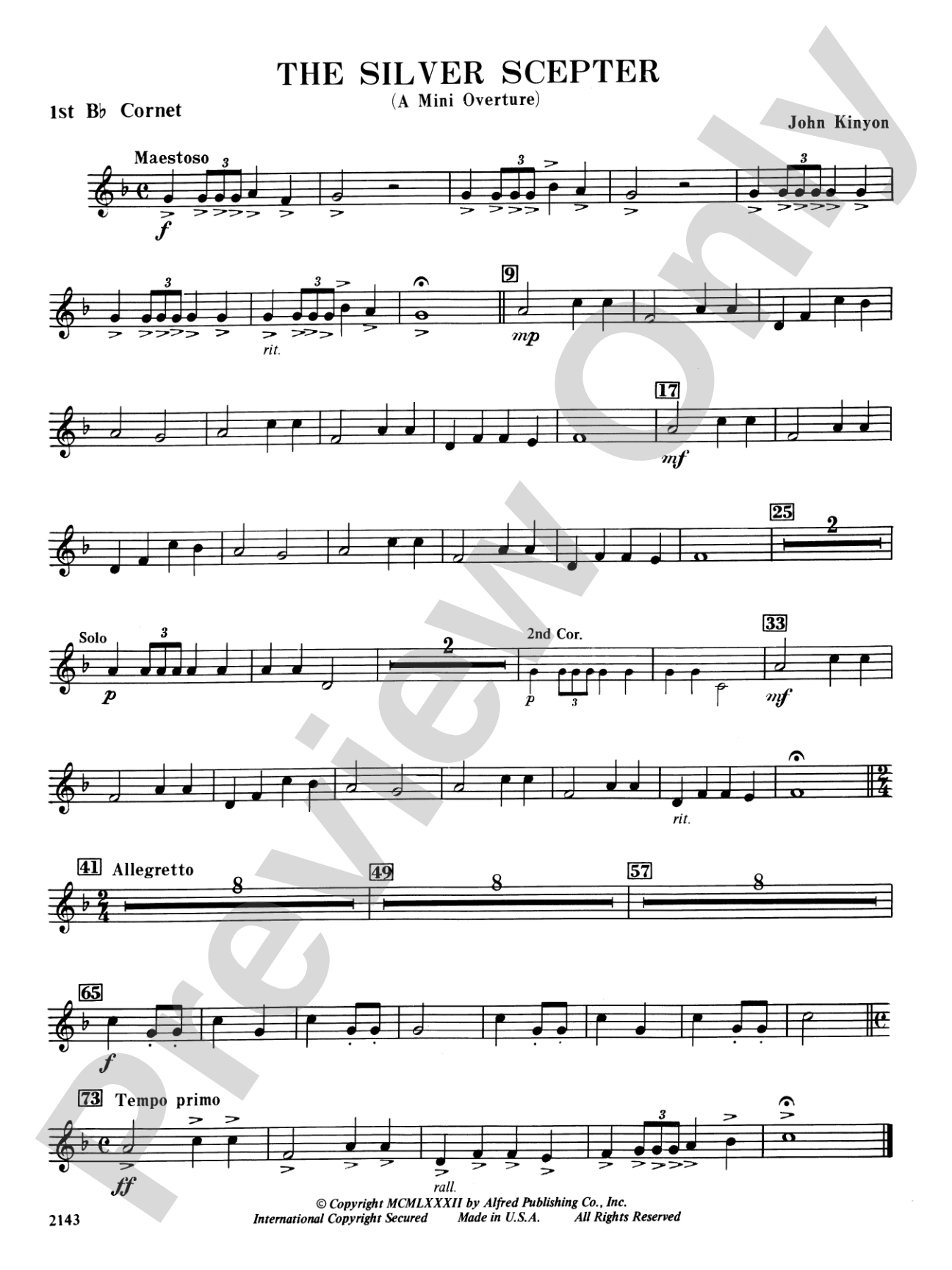 The Silver Scepter: 1st B-flat Cornet