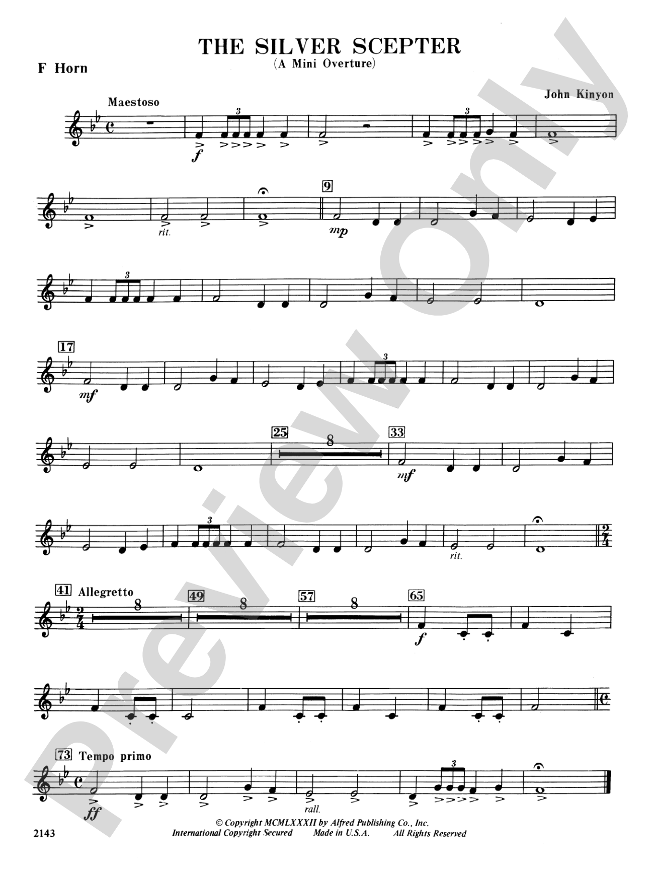 The Silver Scepter: 1st F Horn