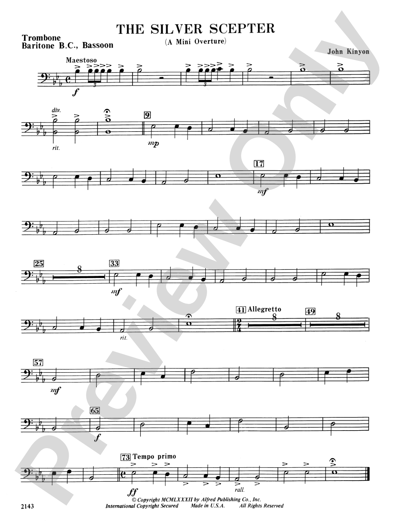 The Silver Scepter: 1st Trombone