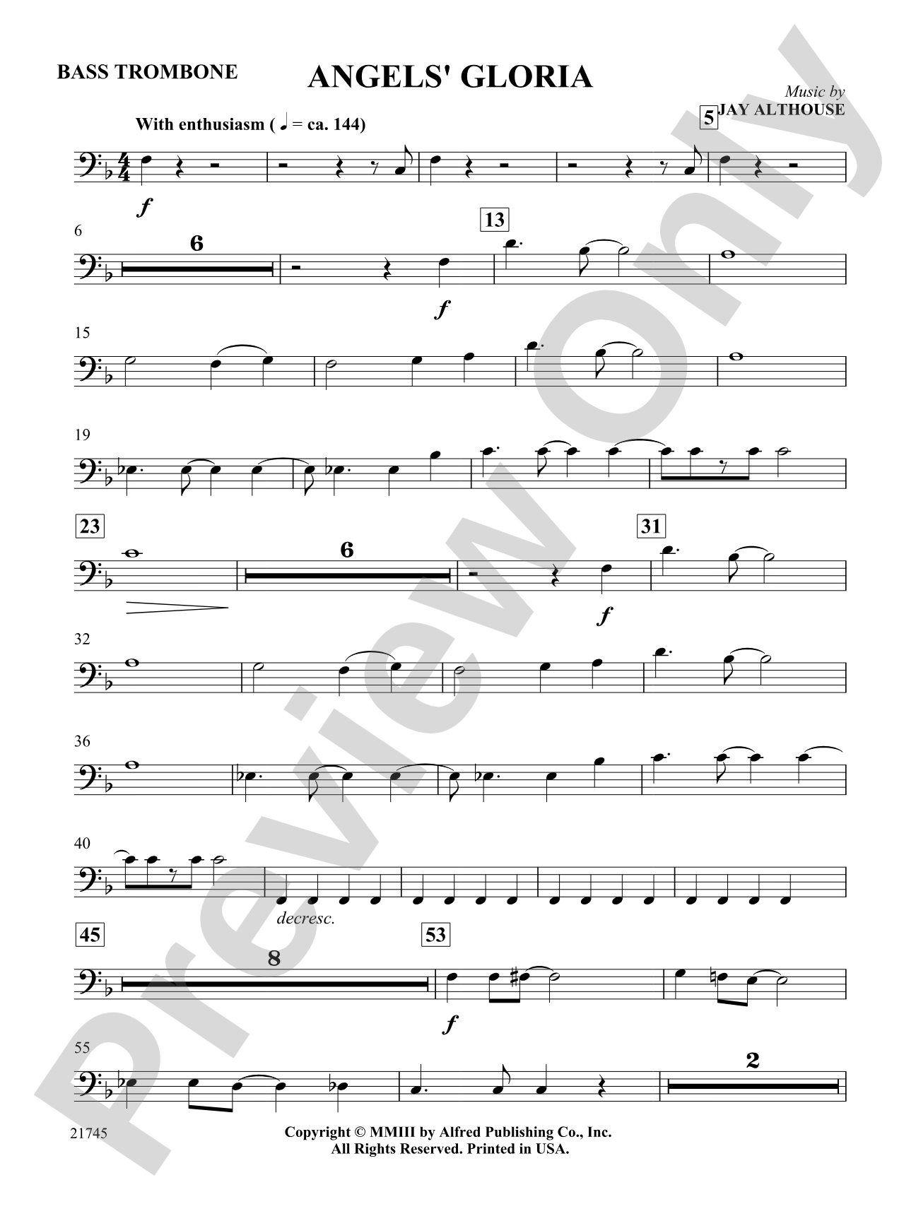 Angels' Gloria: Bass Trombone: Choral SoundPax