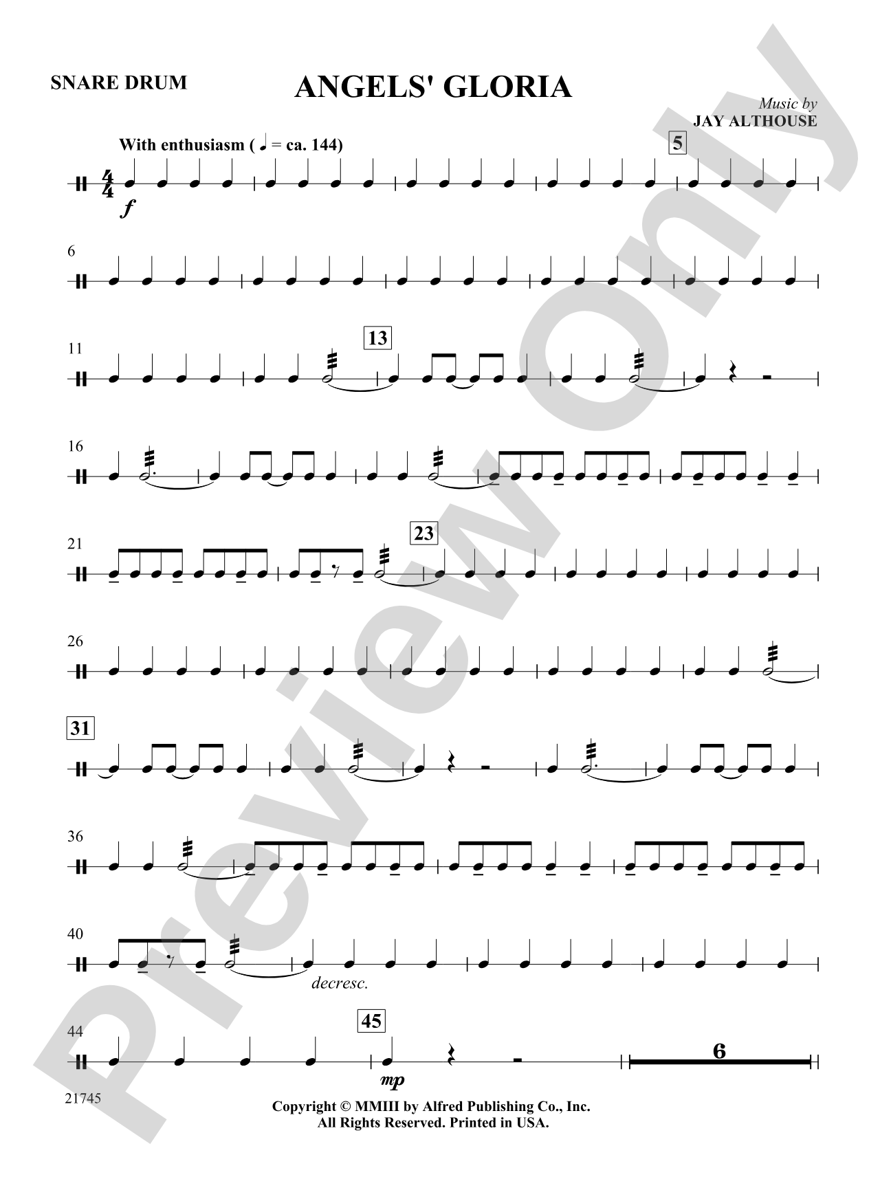 Angels' Gloria: Snare Drum: Choral SoundPax
