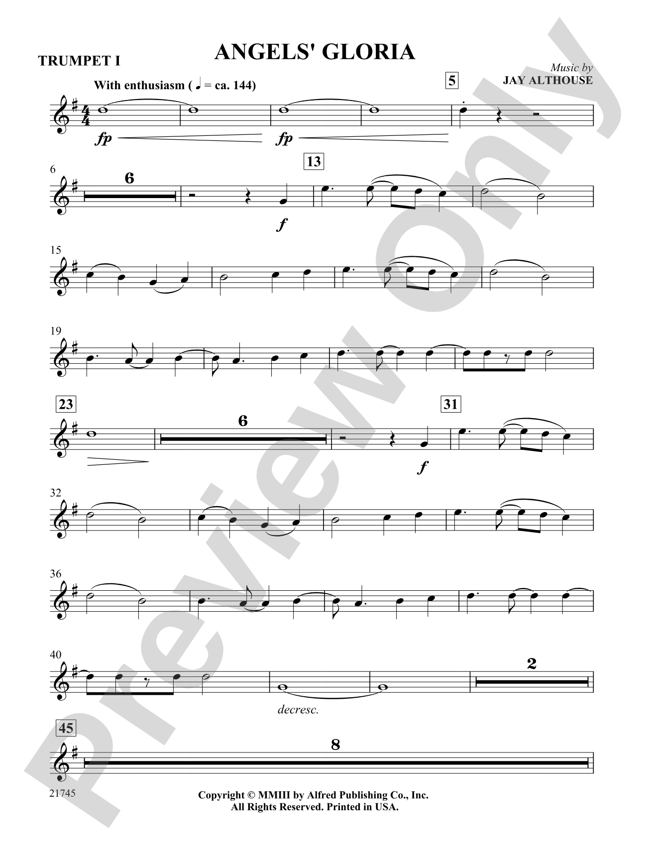 Angels' Gloria: 1st B-flat Trumpet: Choral SoundPax