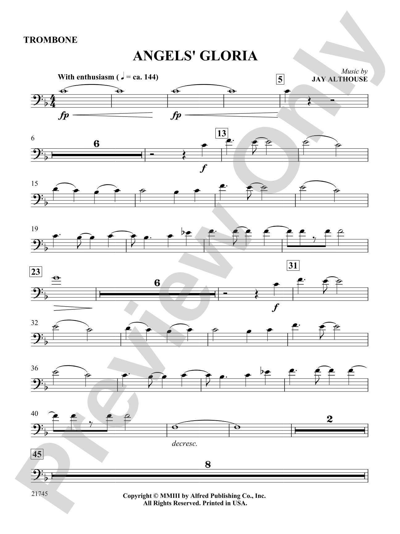 Angels' Gloria: 1st Trombone: Choral SoundPax