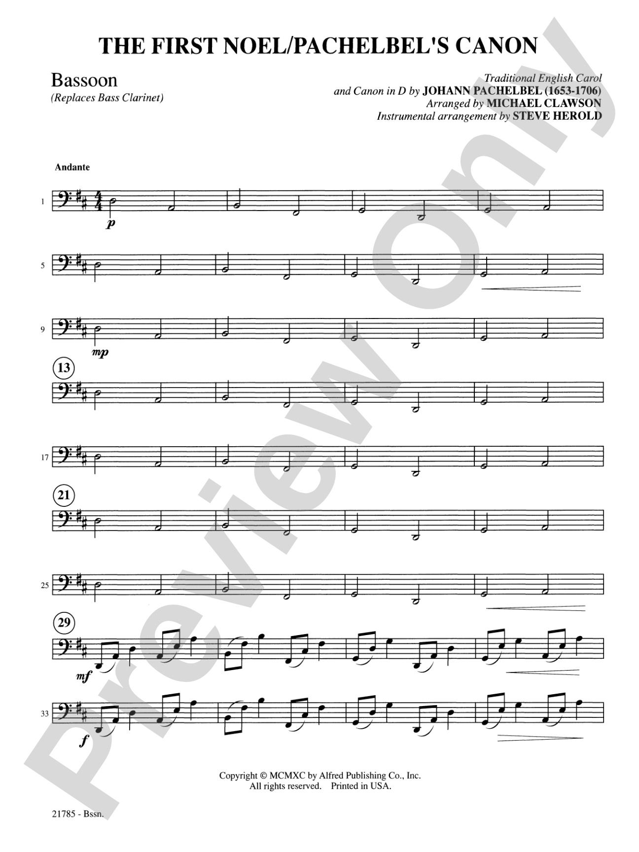 The First Noel / Pachelbel's Canon: Bassoon: Choral SoundPax