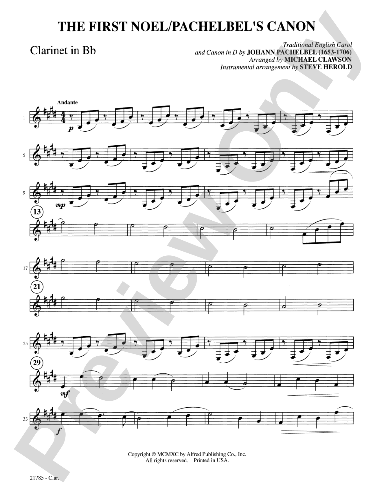 The First Noel / Pachelbel's Canon: 1st B-flat Clarinet: Choral SoundPax