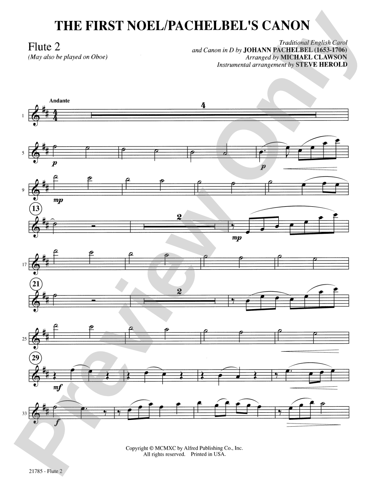 The First Noel / Pachelbel's Canon: 2nd Flute: Choral SoundPax
