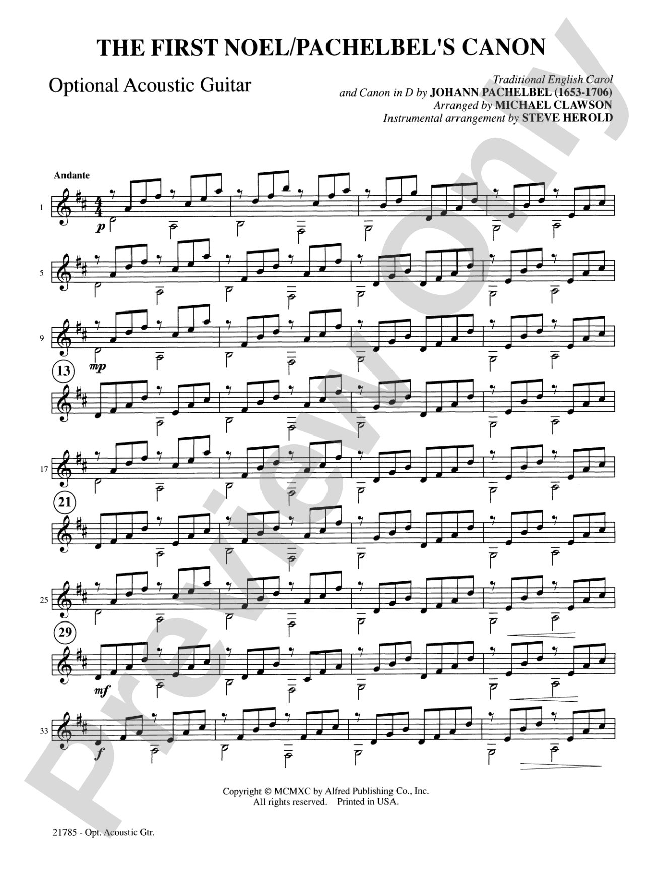 The First Noel / Pachelbel's Canon: Guitar: Choral SoundPax