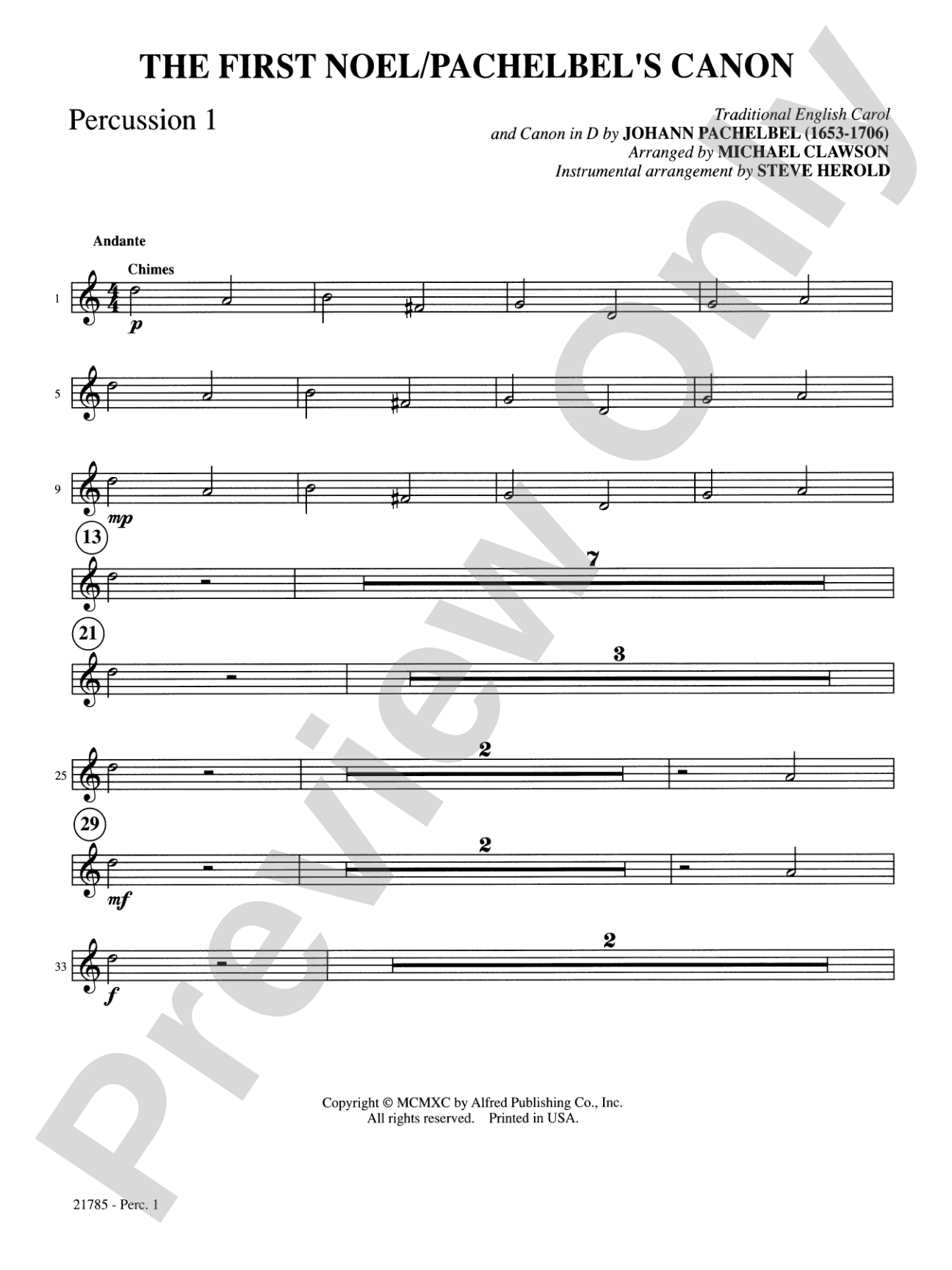 The First Noel / Pachelbel's Canon: 1st Percussion: Choral SoundPax