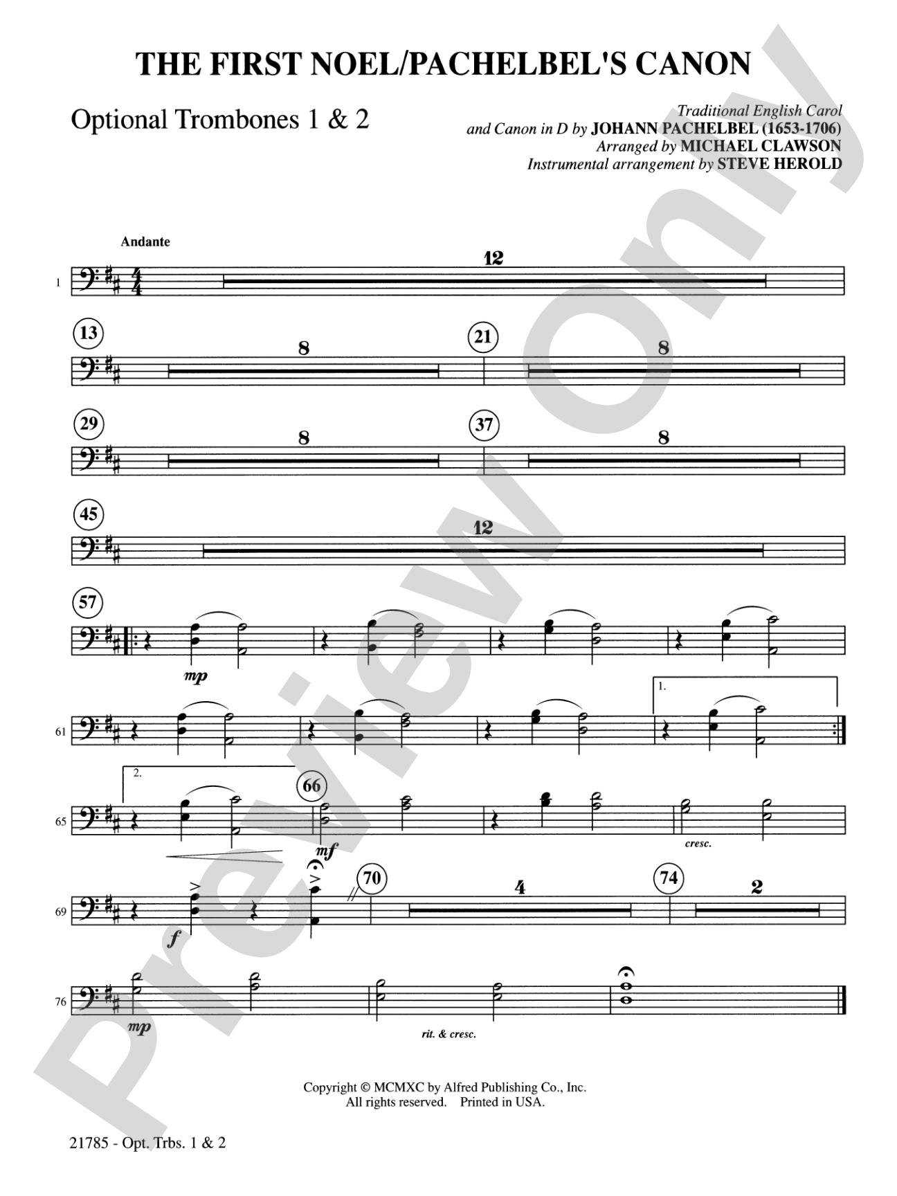 The First Noel / Pachelbel's Canon: 1st & 2nd Trombones: Choral SoundPax