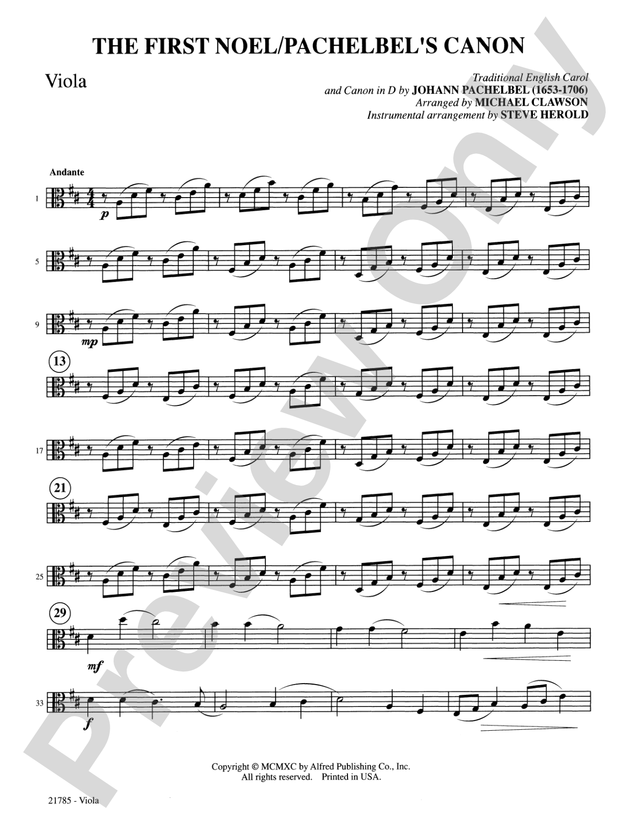 The First Noel / Pachelbel's Canon: Viola: Choral SoundPax