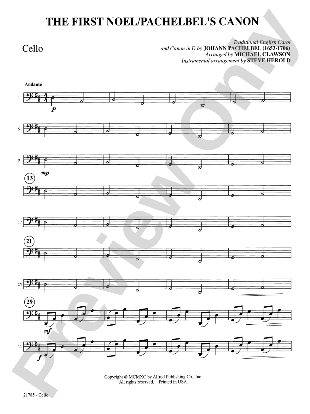 The First Noel / Pachelbel's Canon: Cello: Choral SoundPax