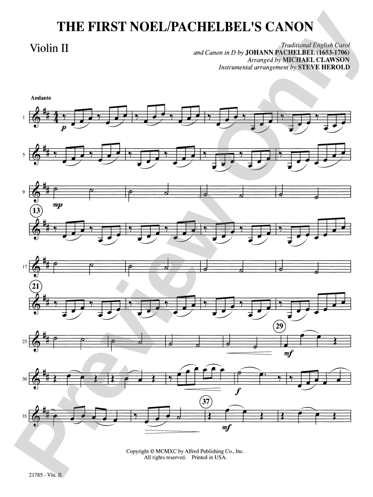 The First Noel / Pachelbel's Canon: 2nd Violin: Choral SoundPax