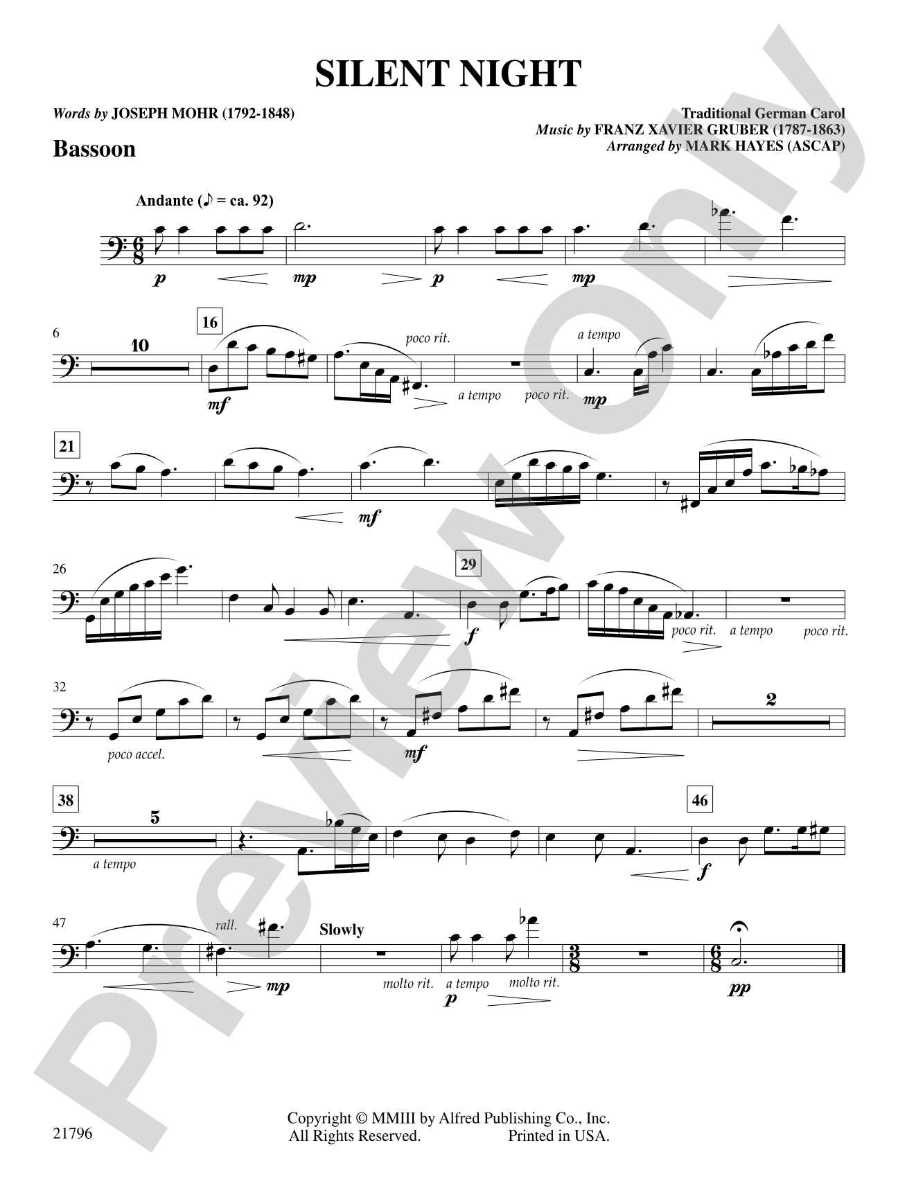 Silent Night: Bassoon: Choral SoundPax