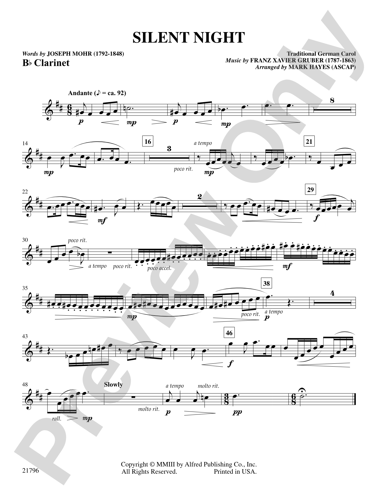 Silent Night: 1st B-flat Clarinet: Choral SoundPax