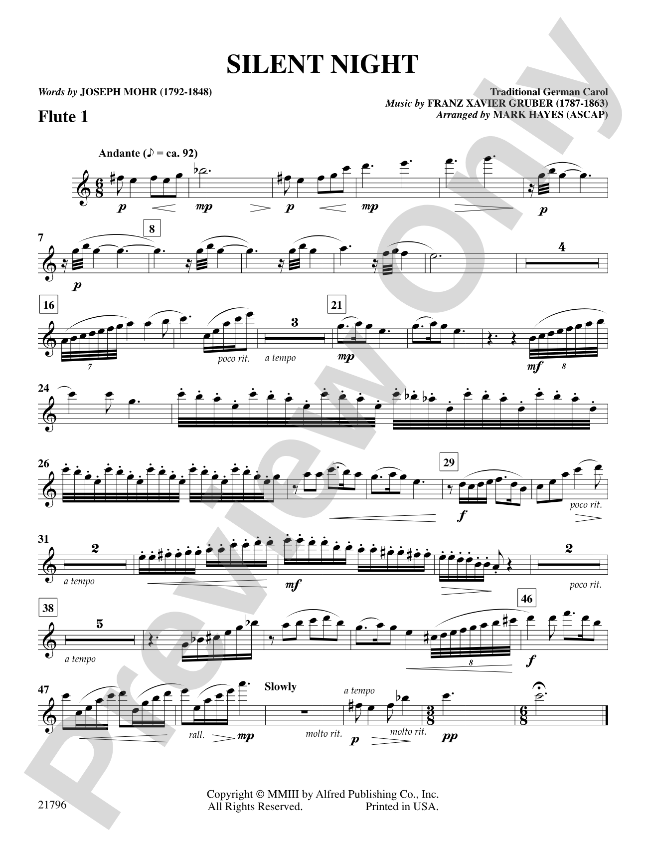 Silent Night: Flute: Choral SoundPax