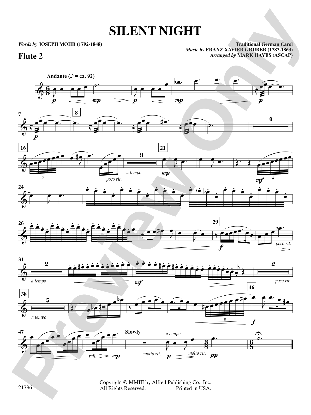 Silent Night: 2nd Flute: Choral SoundPax