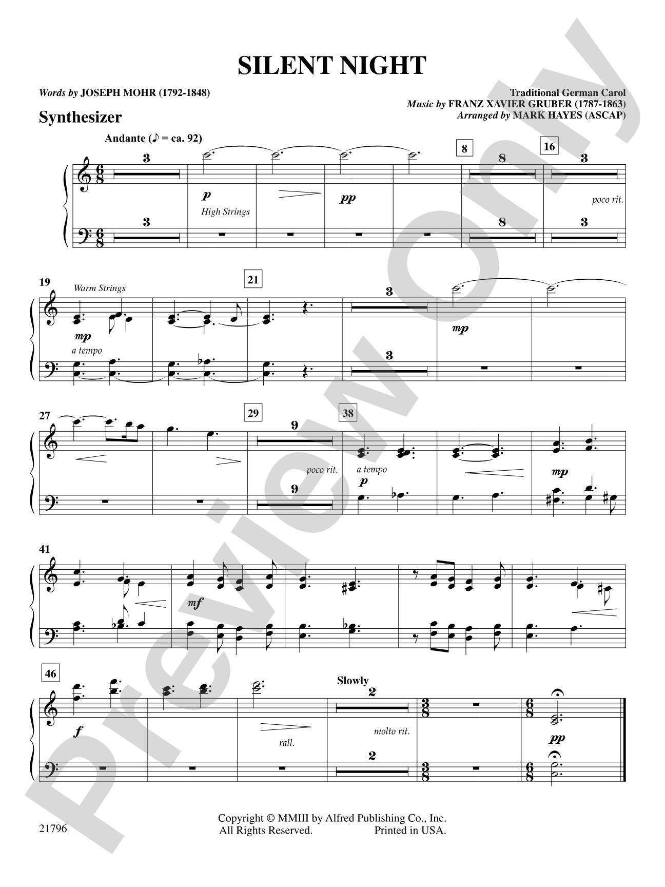 Silent Night: Piano Accompaniment: Choral SoundPax