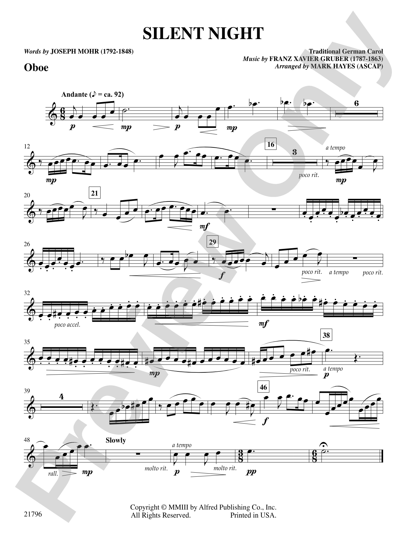 Silent Night: Oboe: Choral SoundPax