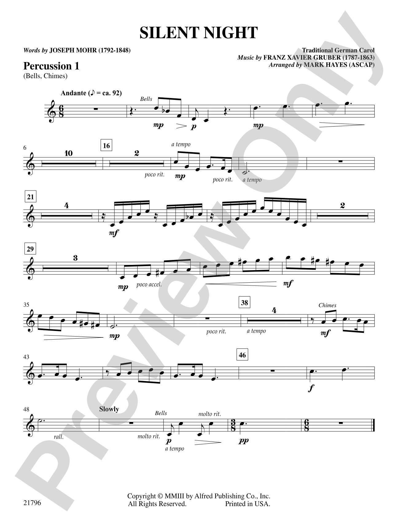 Silent Night: 1st Percussion: Choral SoundPax