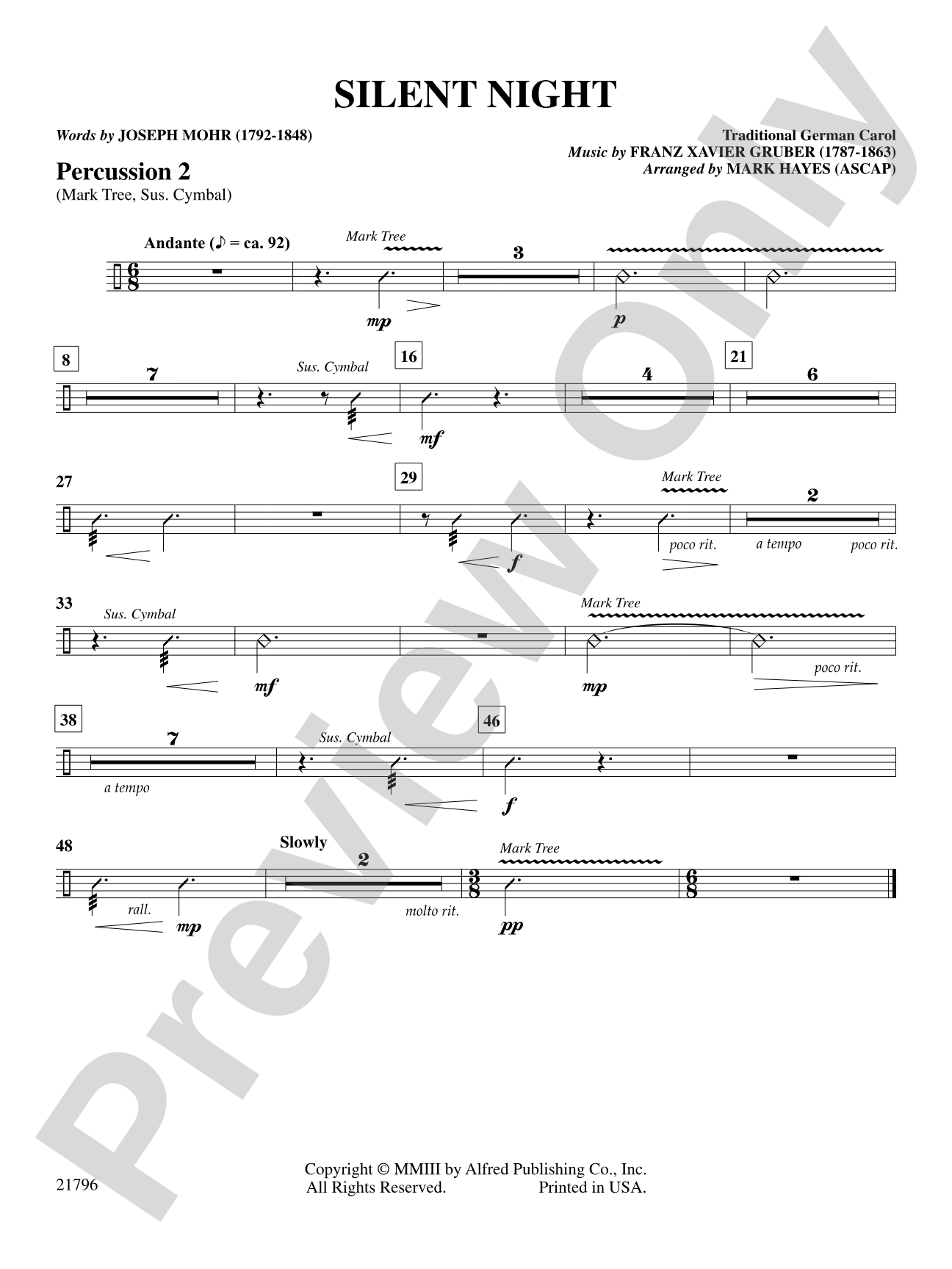 Silent Night: 2nd Percussion: Choral SoundPax