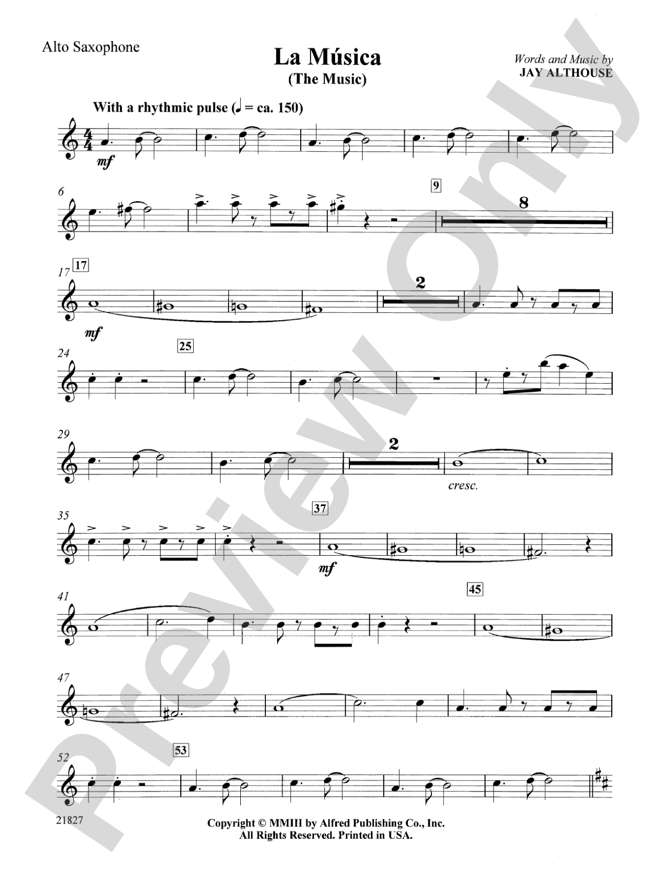 La Musica (The Music): E-flat Alto Saxophone: Choral SoundPax