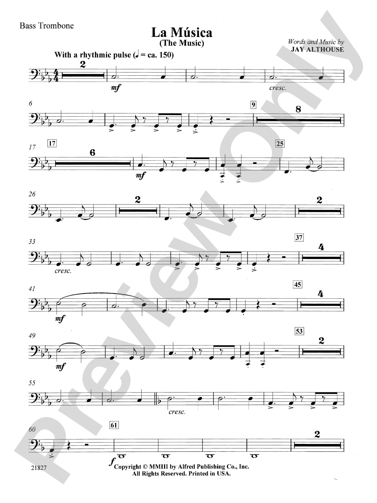 La Musica (The Music): Bass Trombone: Choral SoundPax