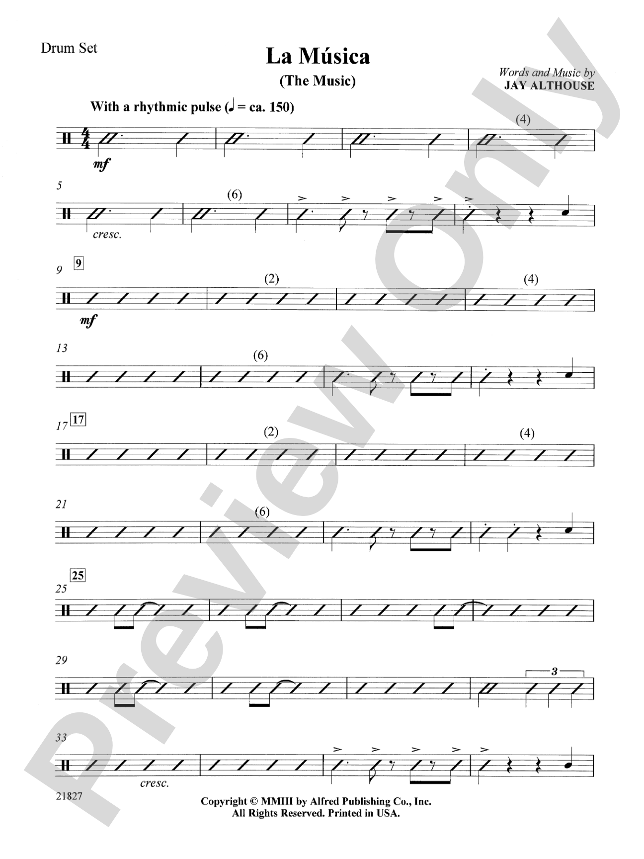 La Musica (The Music): Drums: Choral SoundPax