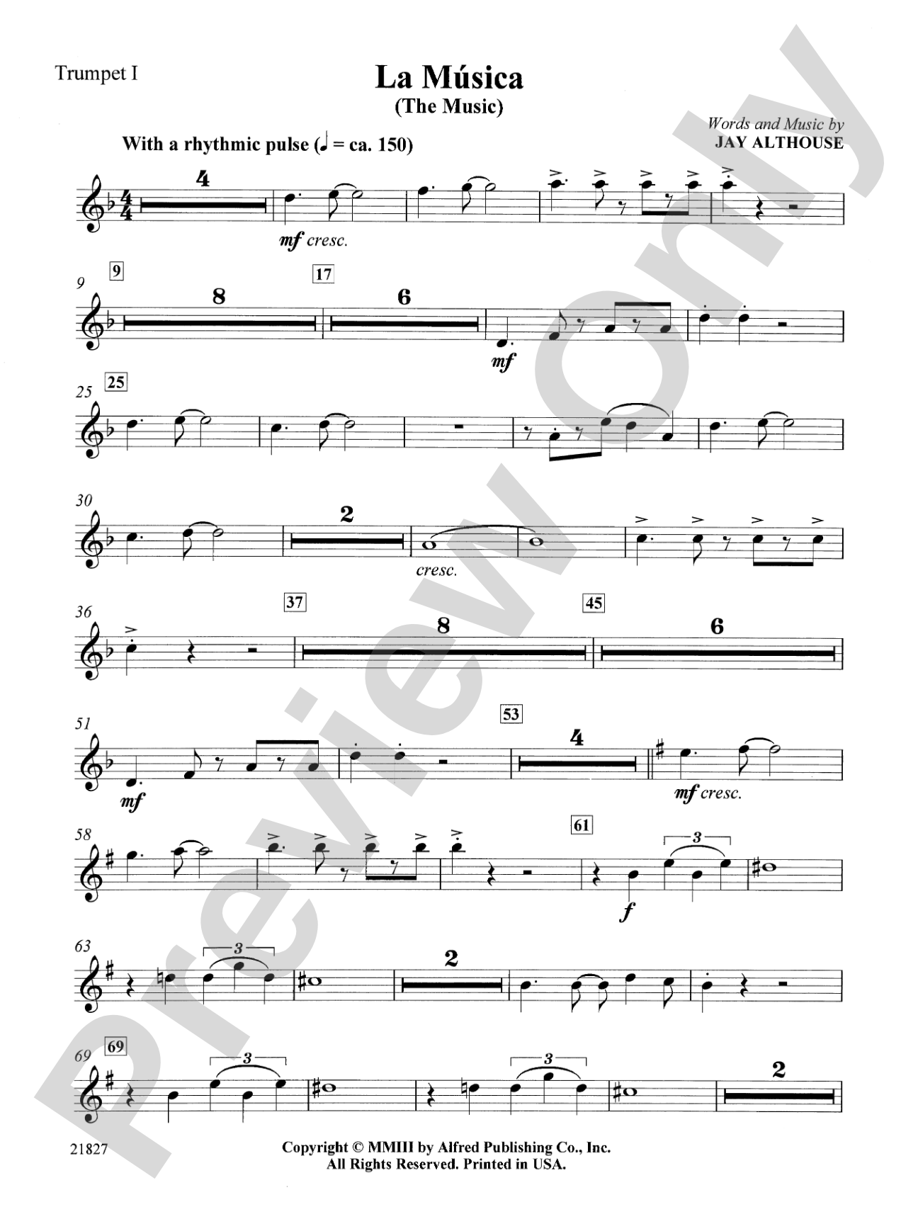 La Musica (The Music): 1st B-flat Trumpet: Choral SoundPax