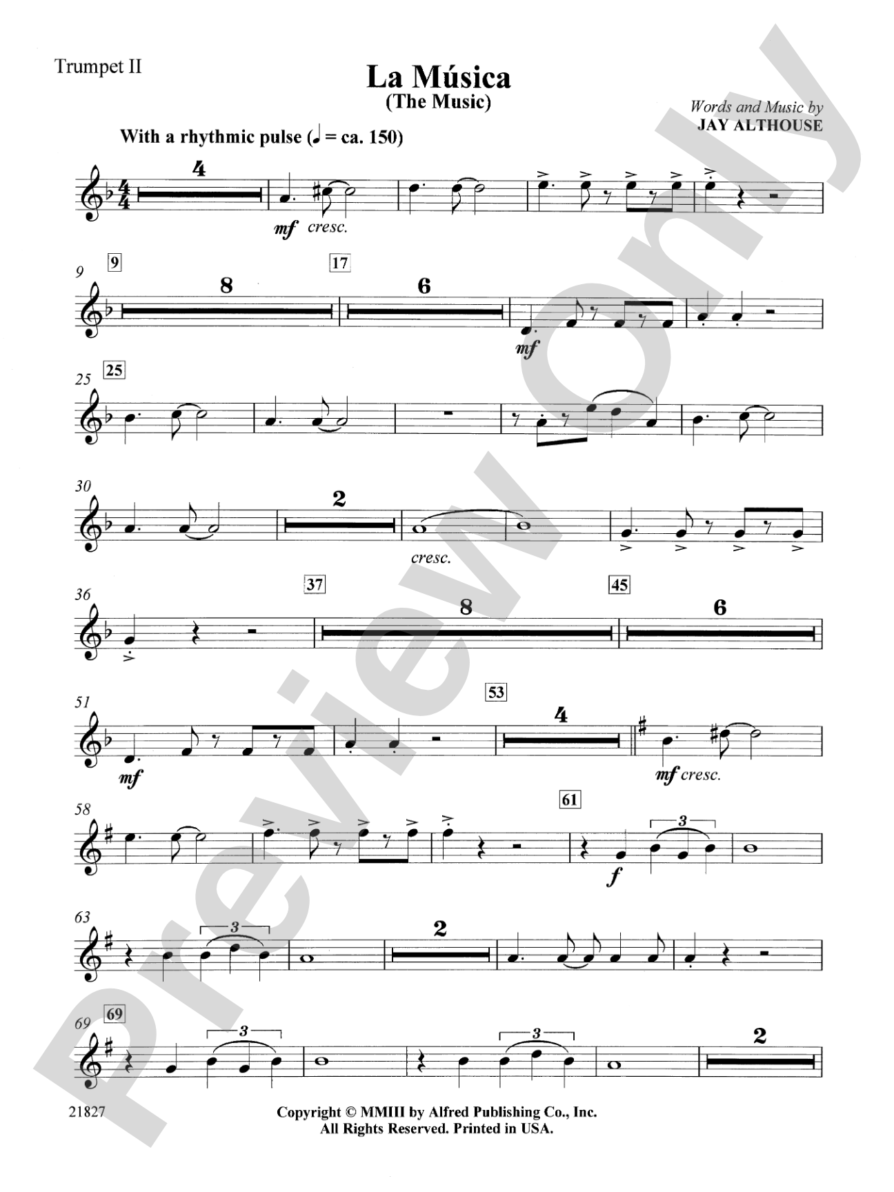 La Musica (The Music): 2nd B-flat Trumpet: Choral SoundPax