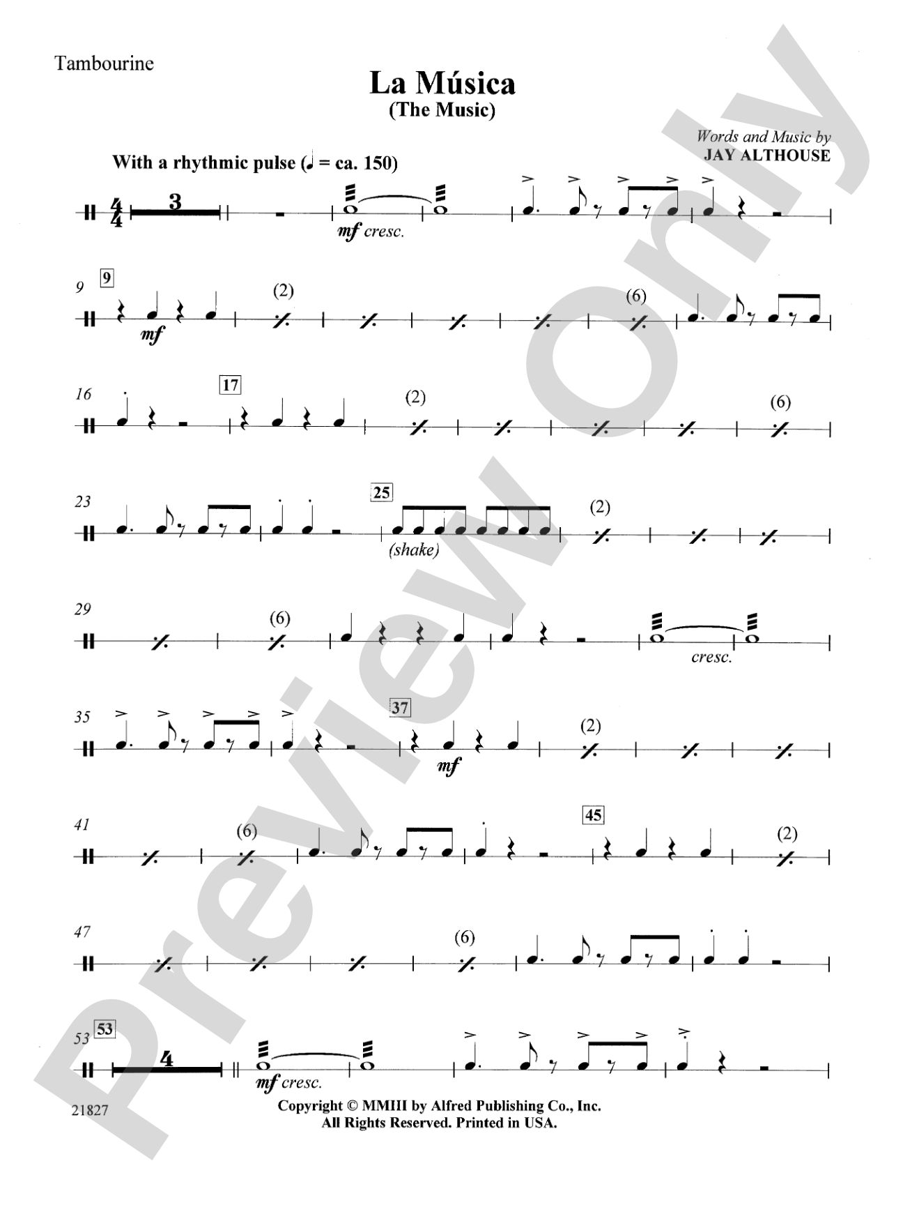 La Musica (The Music): Tambourine: Choral SoundPax