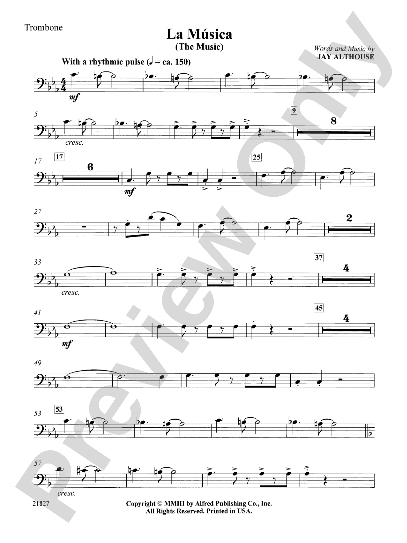 La Musica (The Music): 1st Trombone: Choral SoundPax