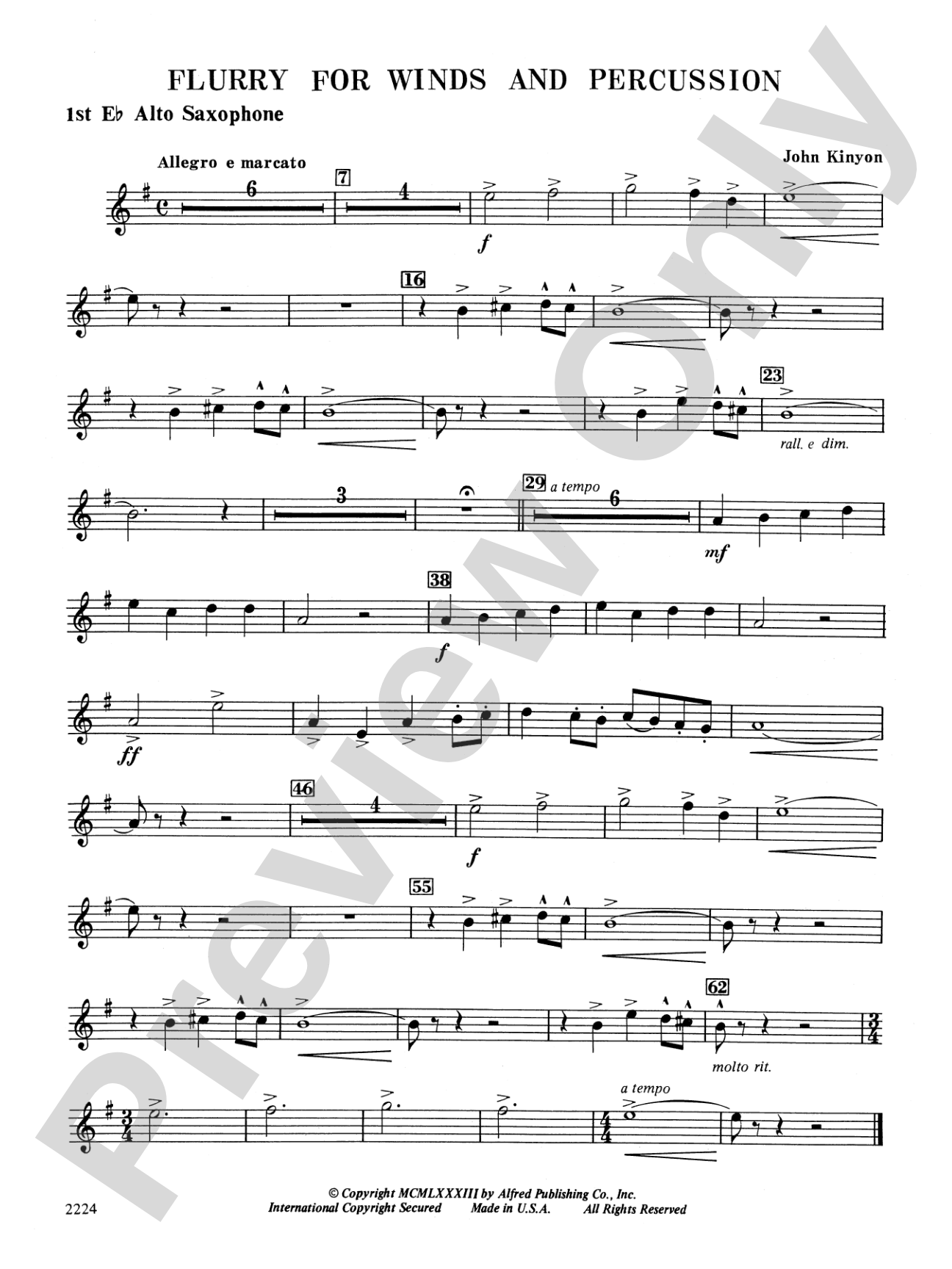 Flurry for Winds and Percussion: E-flat Alto Saxophone
