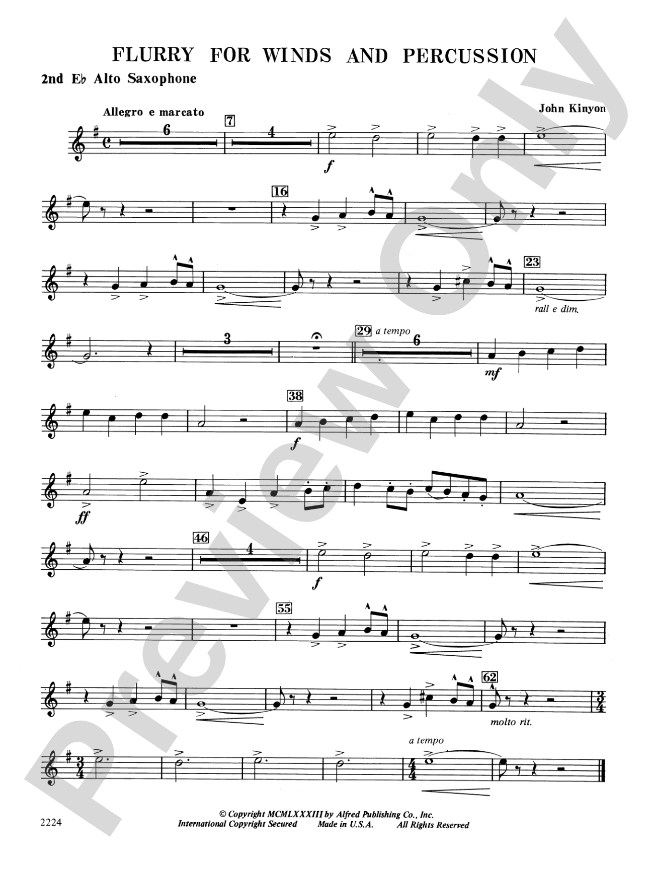 Flurry for Winds and Percussion: 2nd E-flat Alto Saxophone