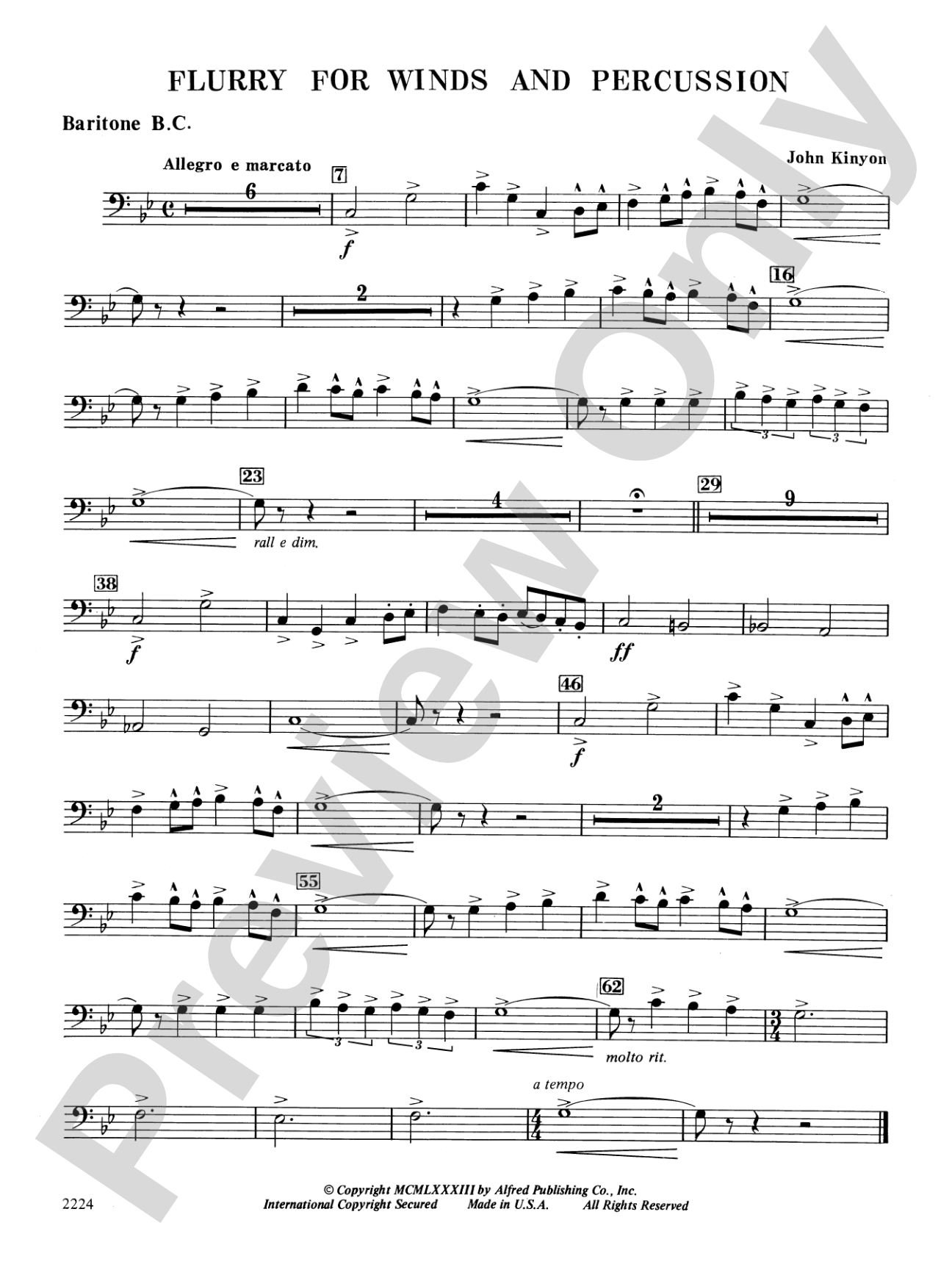 Flurry for Winds and Percussion: Baritone B.C.