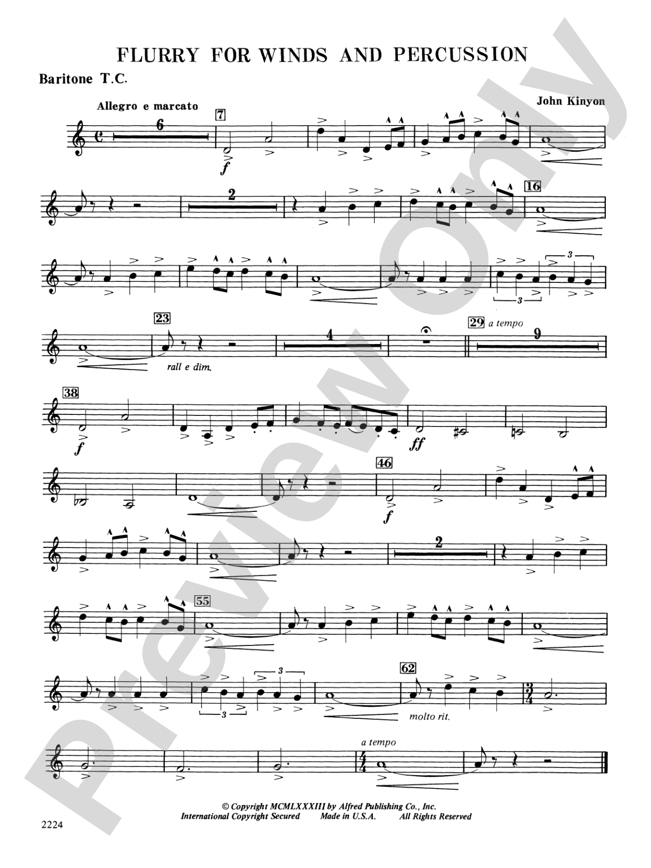 Flurry for Winds and Percussion: Baritone T.C.