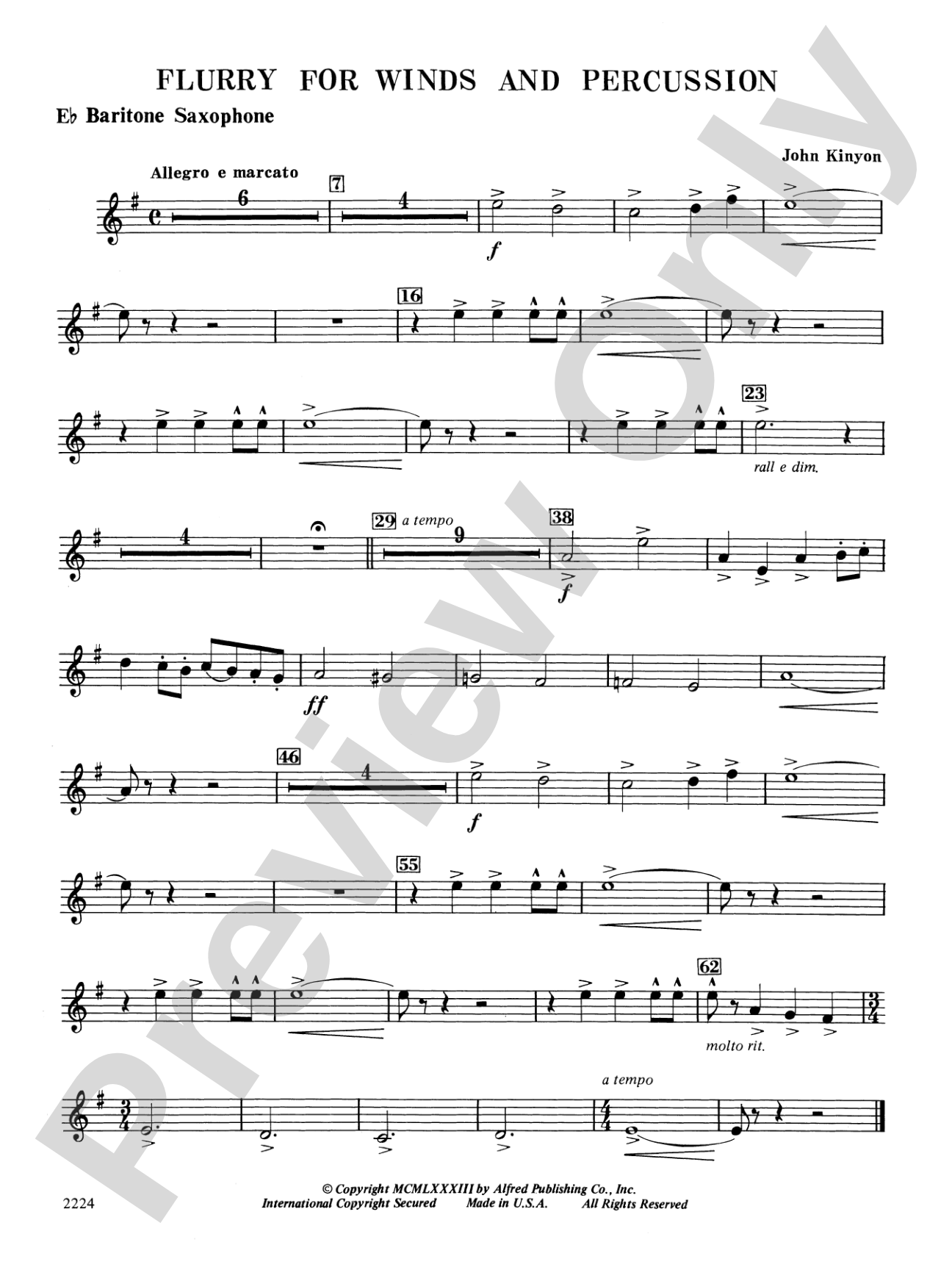 Flurry for Winds and Percussion: E-flat Baritone Saxophone