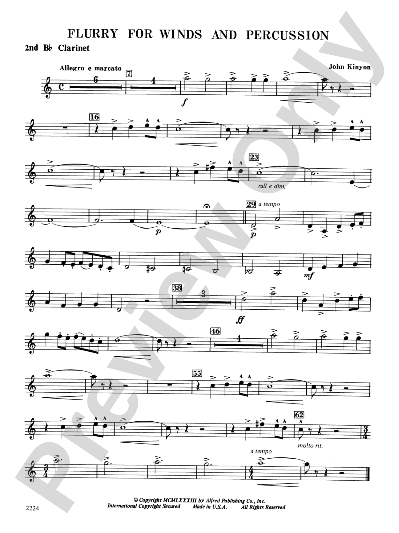 Flurry for Winds and Percussion: 2nd B-flat Clarinet